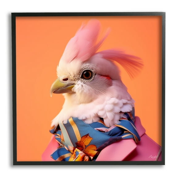 Stupell Industries Stylish Bird Portrait Animals & Insects Painting Black Framed Art Print Wall Art, 12 x 12