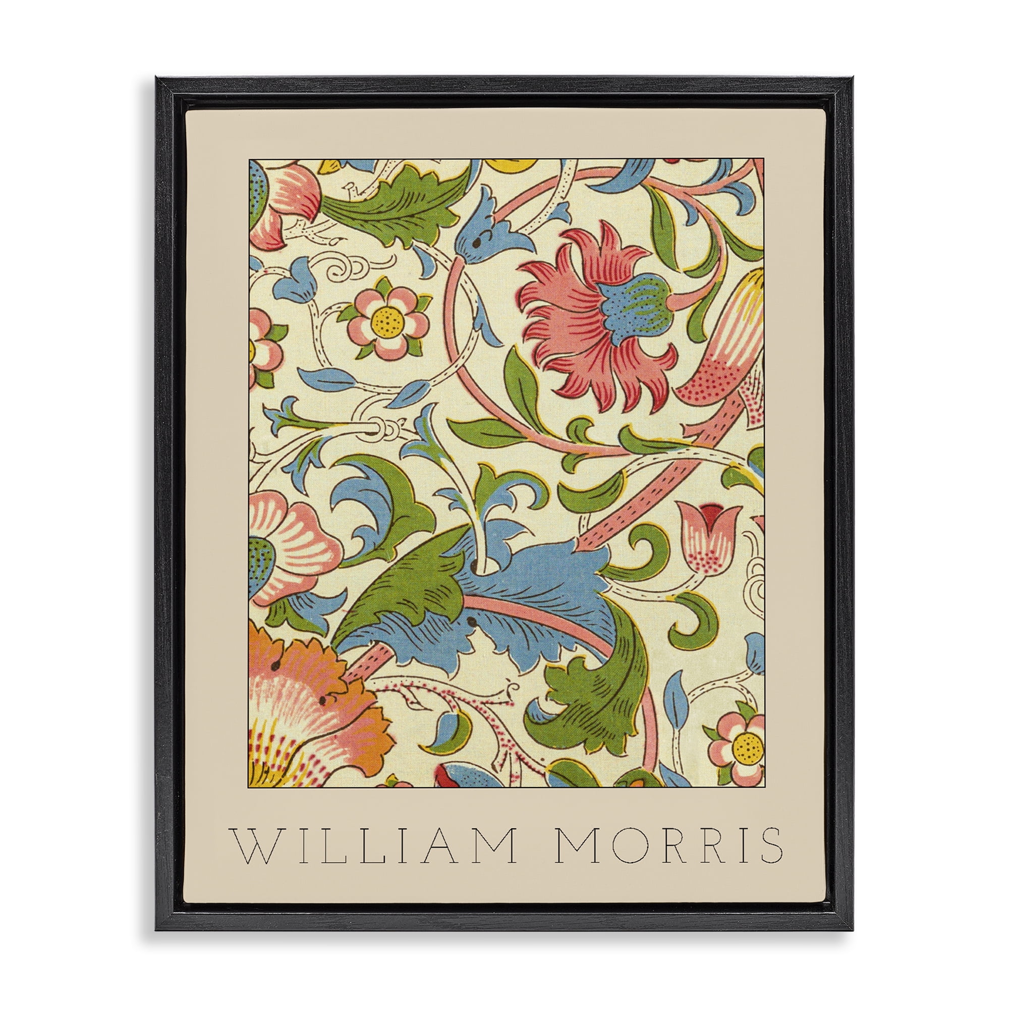Stupell Industries Stylish Boho Classic Flowers Black Framed Floater Canvas Wall Art, design by Lil' Rue