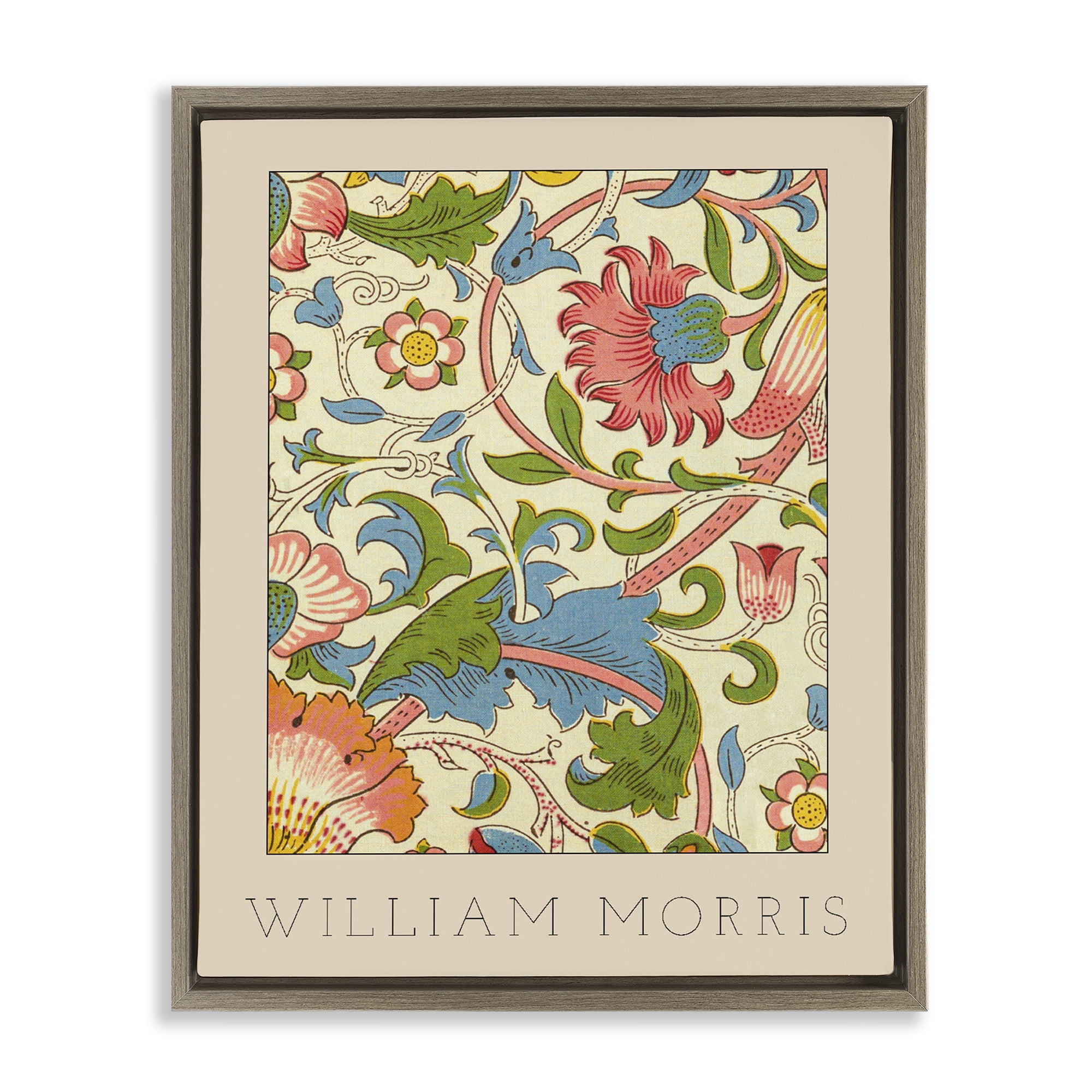 Stupell Industries Stylish Boho Classic Flowers Brown Framed Floater Canvas Wall Art, design by Lil' Rue