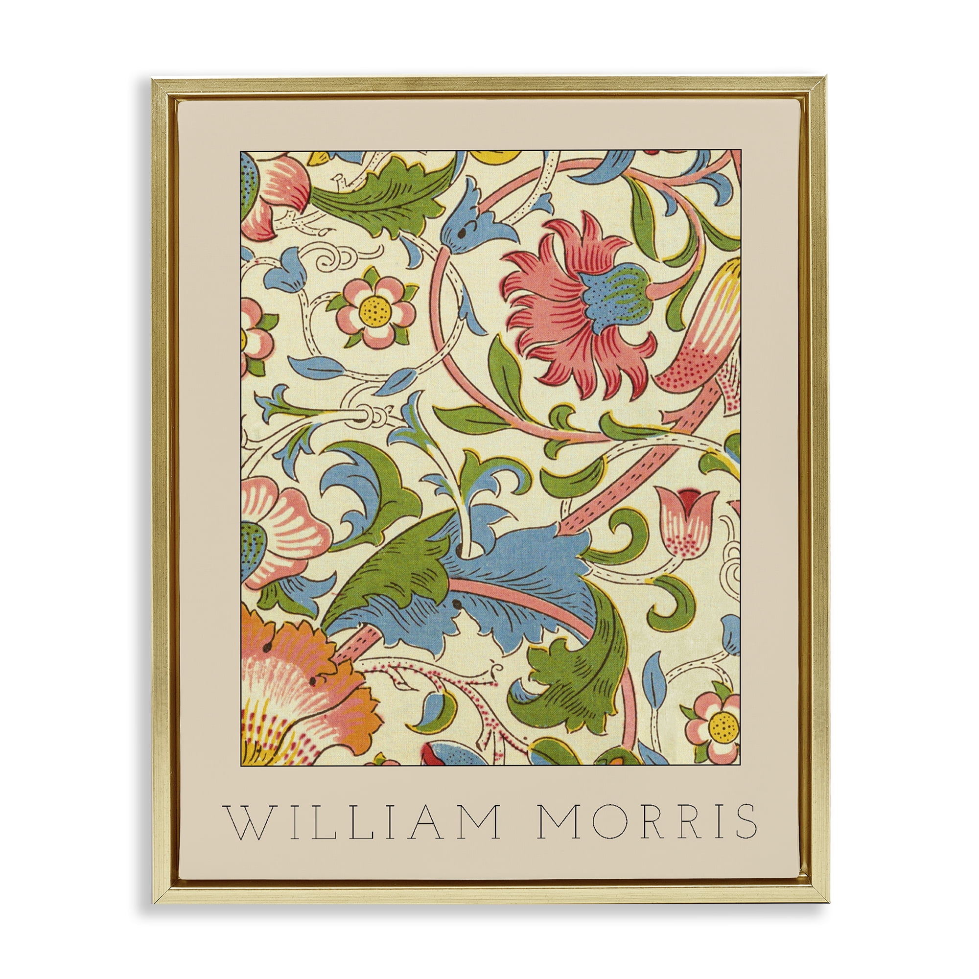 Stupell Industries Stylish Boho Classic Flowers Gold Framed Floater Canvas Wall Art, design by Lil' Rue