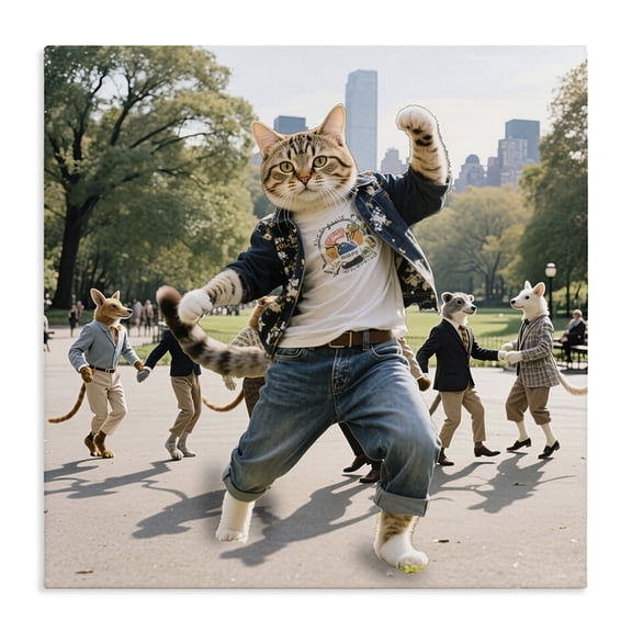 Stupell Industries Stylish Cat Dancing in Park Canvas Wall Art, design by CAD Designs
