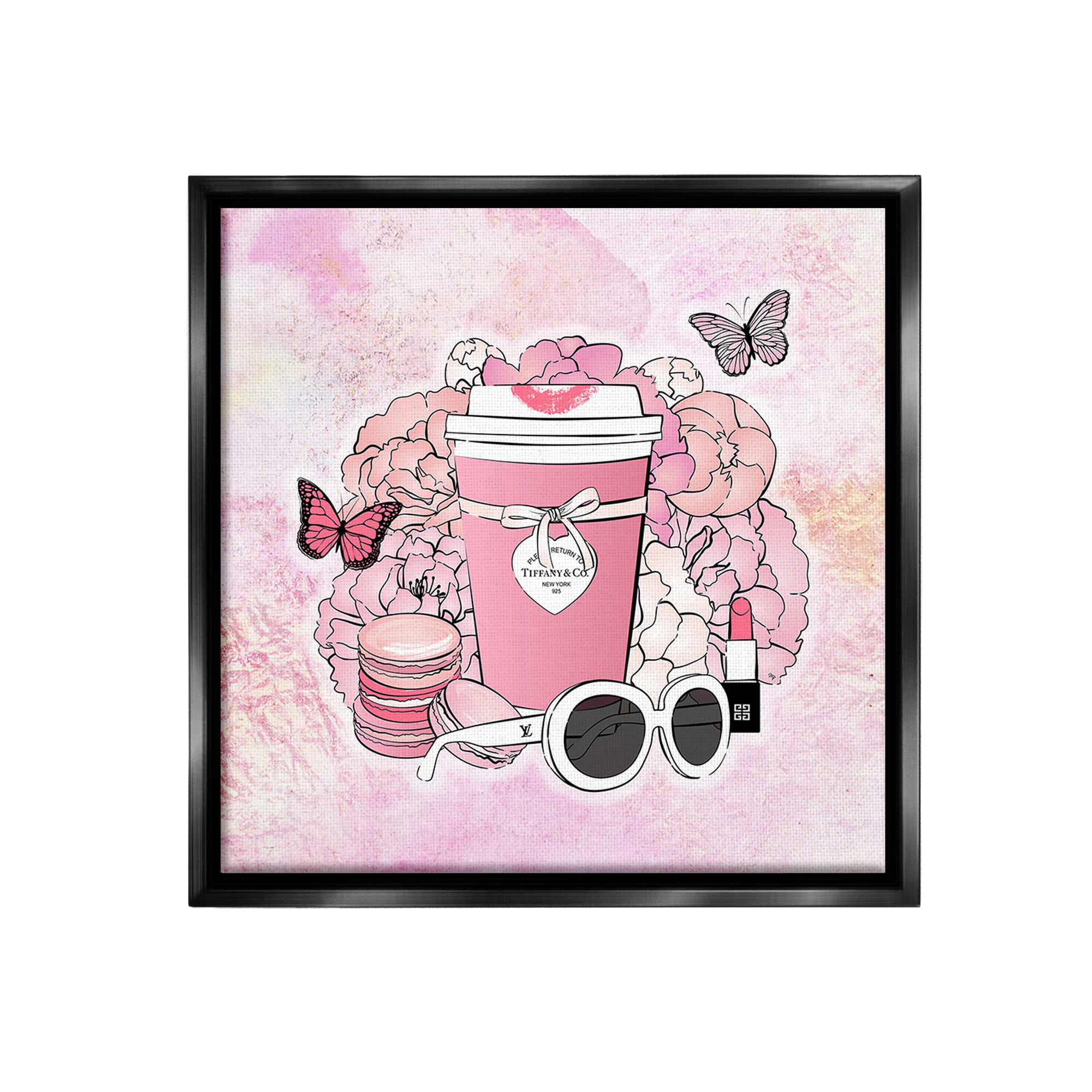 Stupell Industries Stylish Coffee & Flowers Food & Beverage Painting Black Floater Framed Canvas Art Print Wall Art, 18 x 18