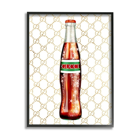 Stupell Industries Stylish Cola Bottle Kitchen Glam Fashion Pattern Graphic Art Black Framed Art Print Wall Art, Design by Ziwei Li
