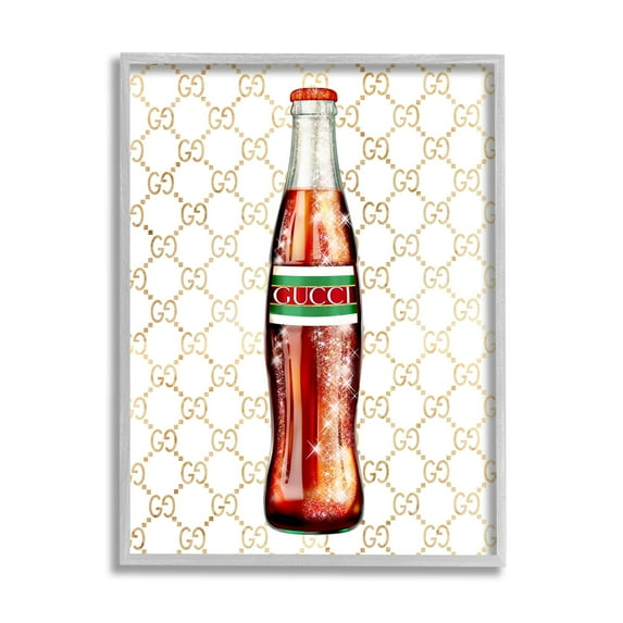 Stupell Industries Stylish Cola Bottle Kitchen Glam Fashion Pattern Graphic Art Gray Framed Art Print Wall Art, Design by Ziwei Li