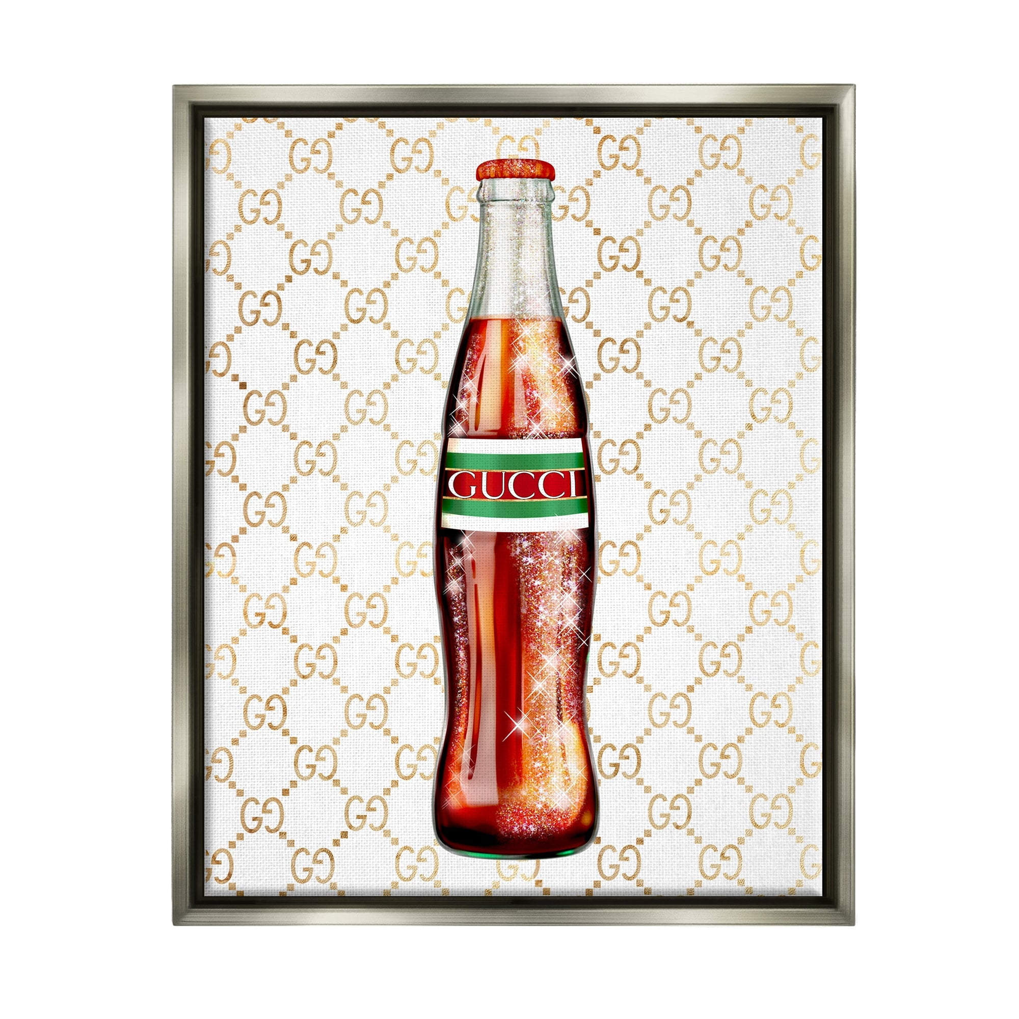 Stupell Industries Stylish Cola Bottle Kitchen Glam Fashion Pattern Graphic Art Luster Gray Floating Framed Canvas Print Wall Art, Design by Ziwei Li