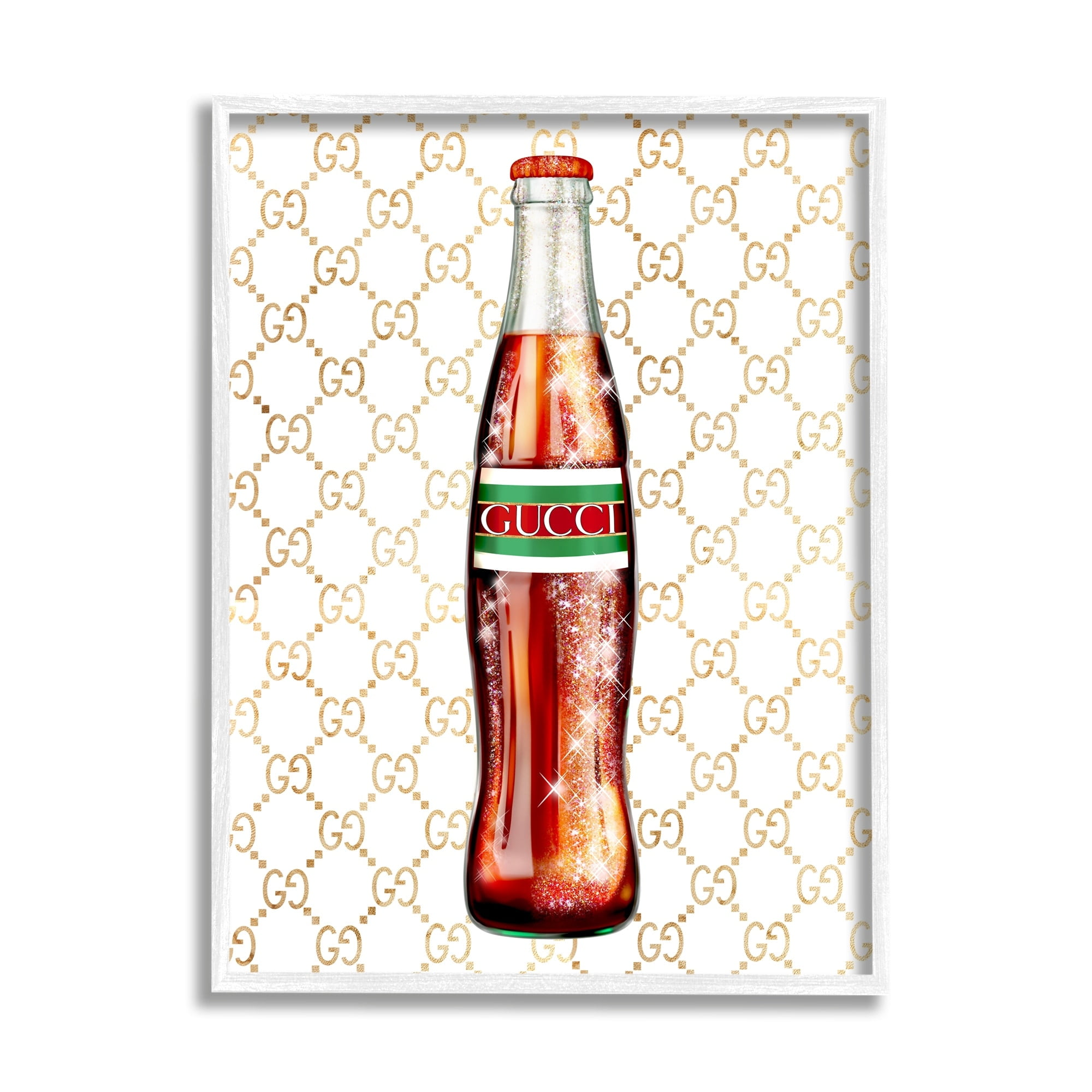 Stupell Industries Stylish Cola Bottle Kitchen Glam Fashion Pattern Graphic Art White Framed Art Print Wall Art, Design by Ziwei Li