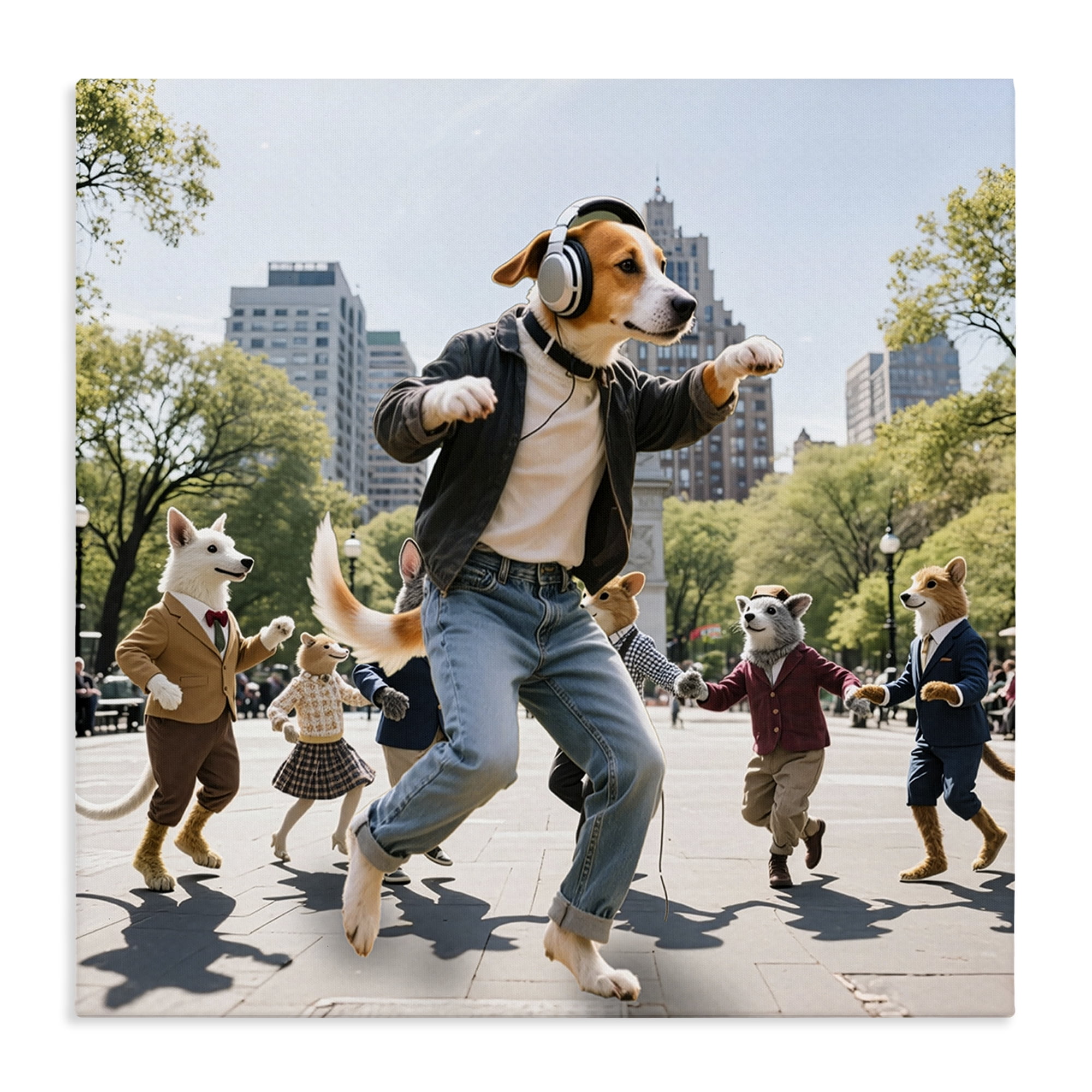 Stupell Industries Stylish Dog Dancing in Park Canvas Wall Art, design by CAD Designs