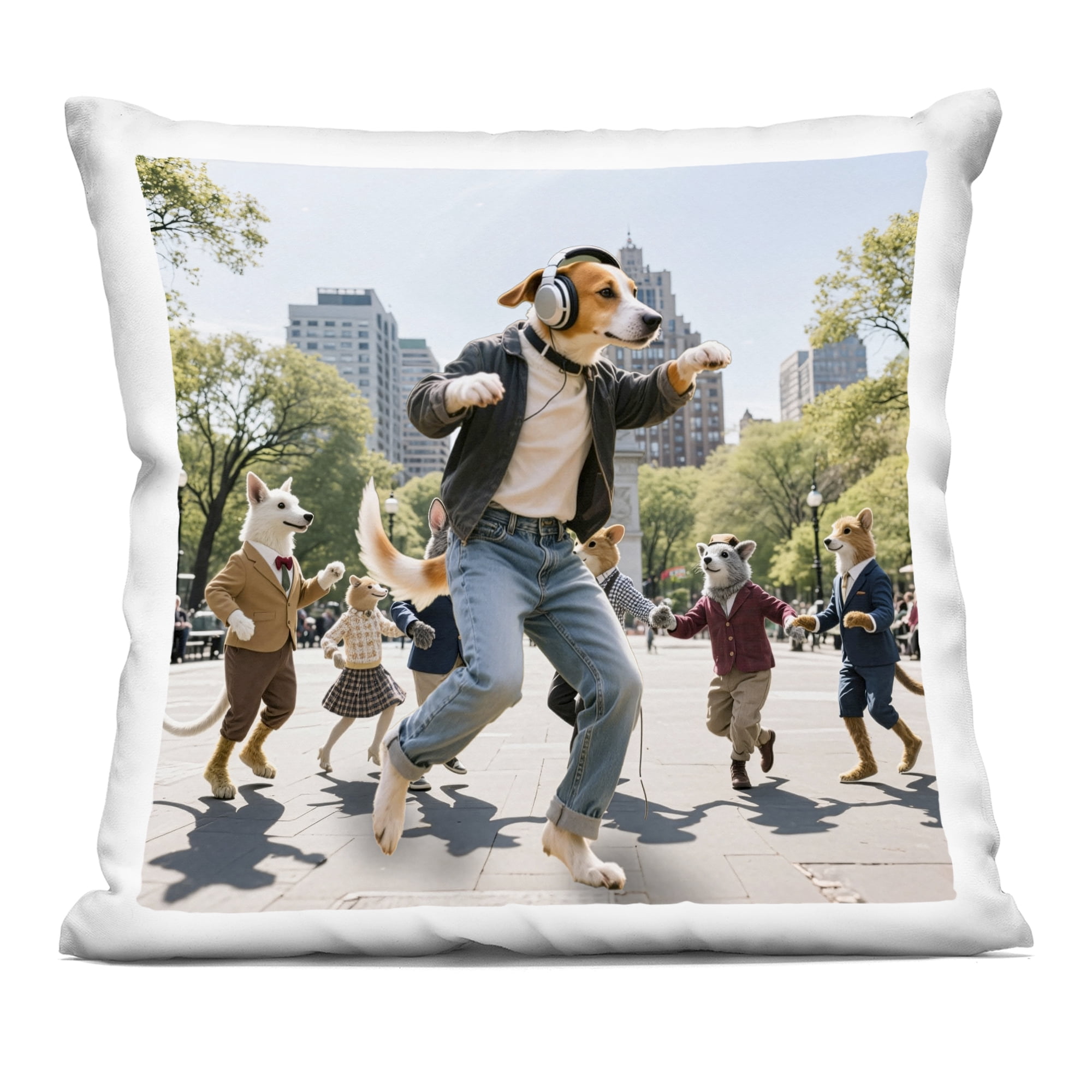 Stupell Industries Stylish Dog Dancing in Park Decorative Printed Throw Pillow, design by CAD Designs, 18 x 7 x 18