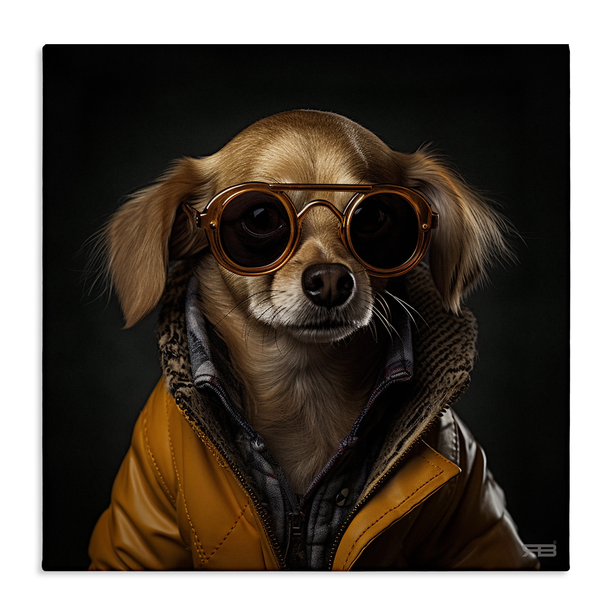 Stupell Industries Stylish Dog on Black Animals & Insects Painting Gallery Wrapped Canvas Art Print Wall Art, 24 x 24