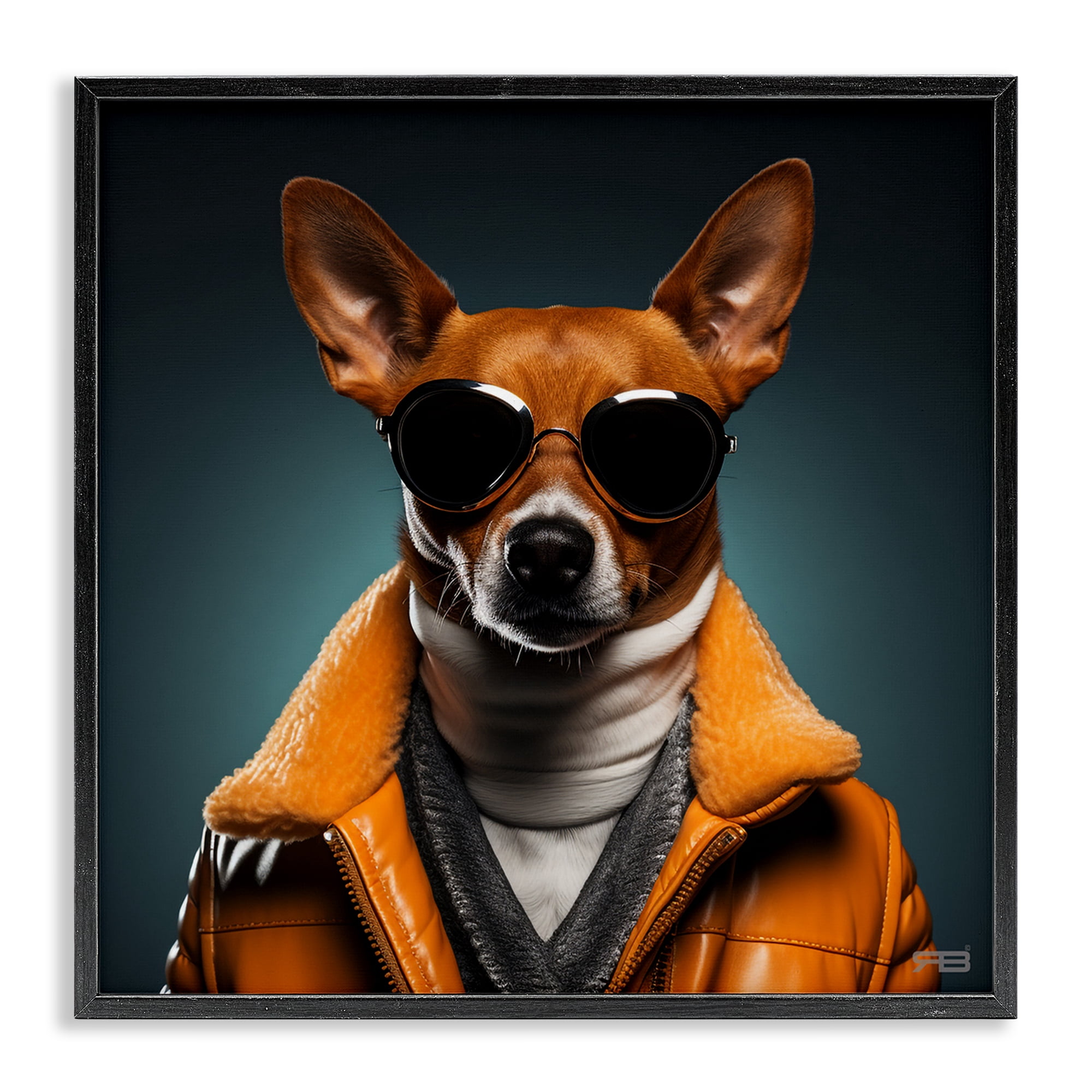 Stupell Industries Stylish Dog with Sunglasses Animals & Insects Painting Black Framed Art Print Wall Art, 24 x 24