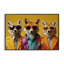 Stupell Industries Stylish Fashion Foxes Animals & Insects Painting Black Framed Art Print Wall Art, 18 x 12