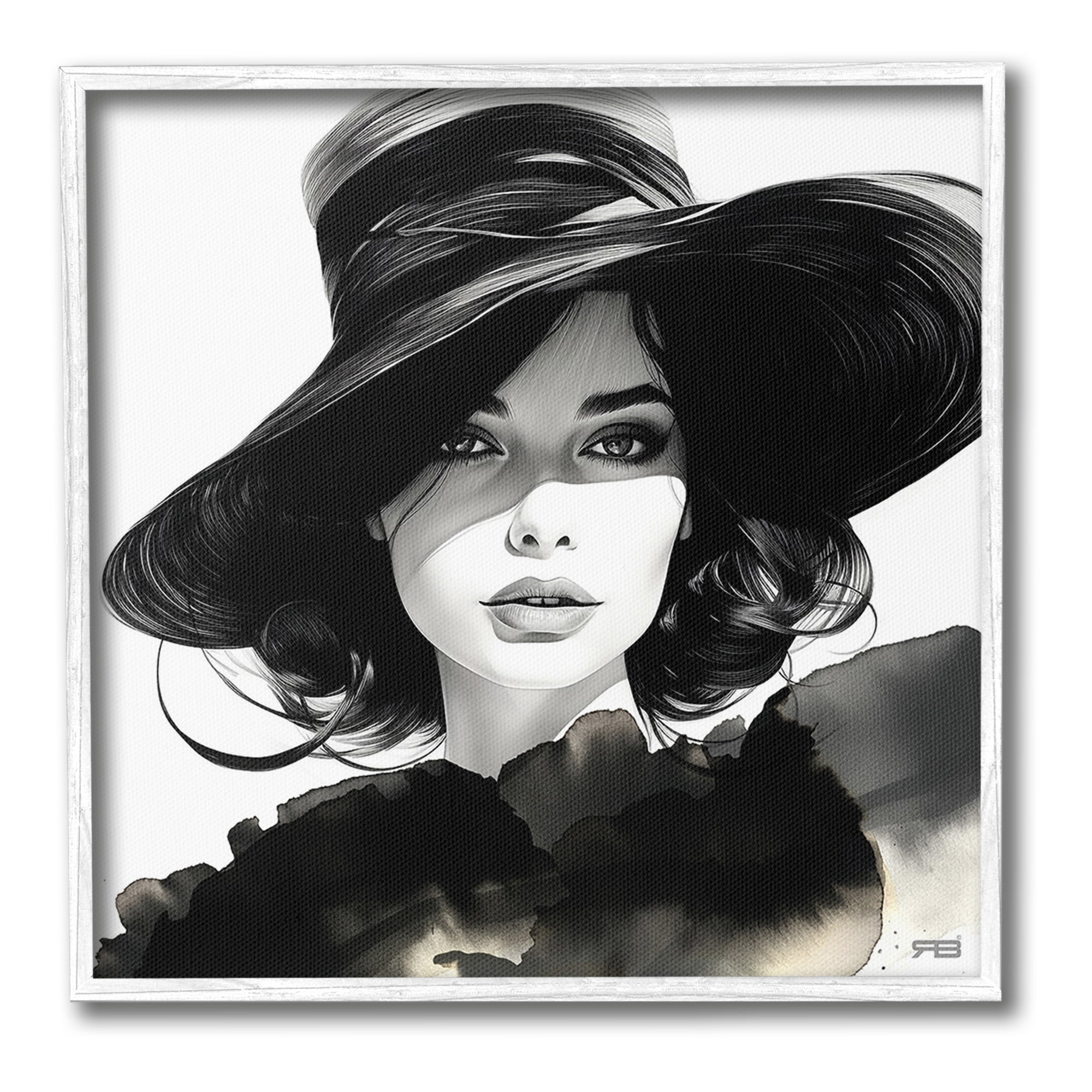 Stupell Industries Stylish Fashionista Gaze Beauty & Fashion Painting White Framed Art Print Wall Art, 12 x 12