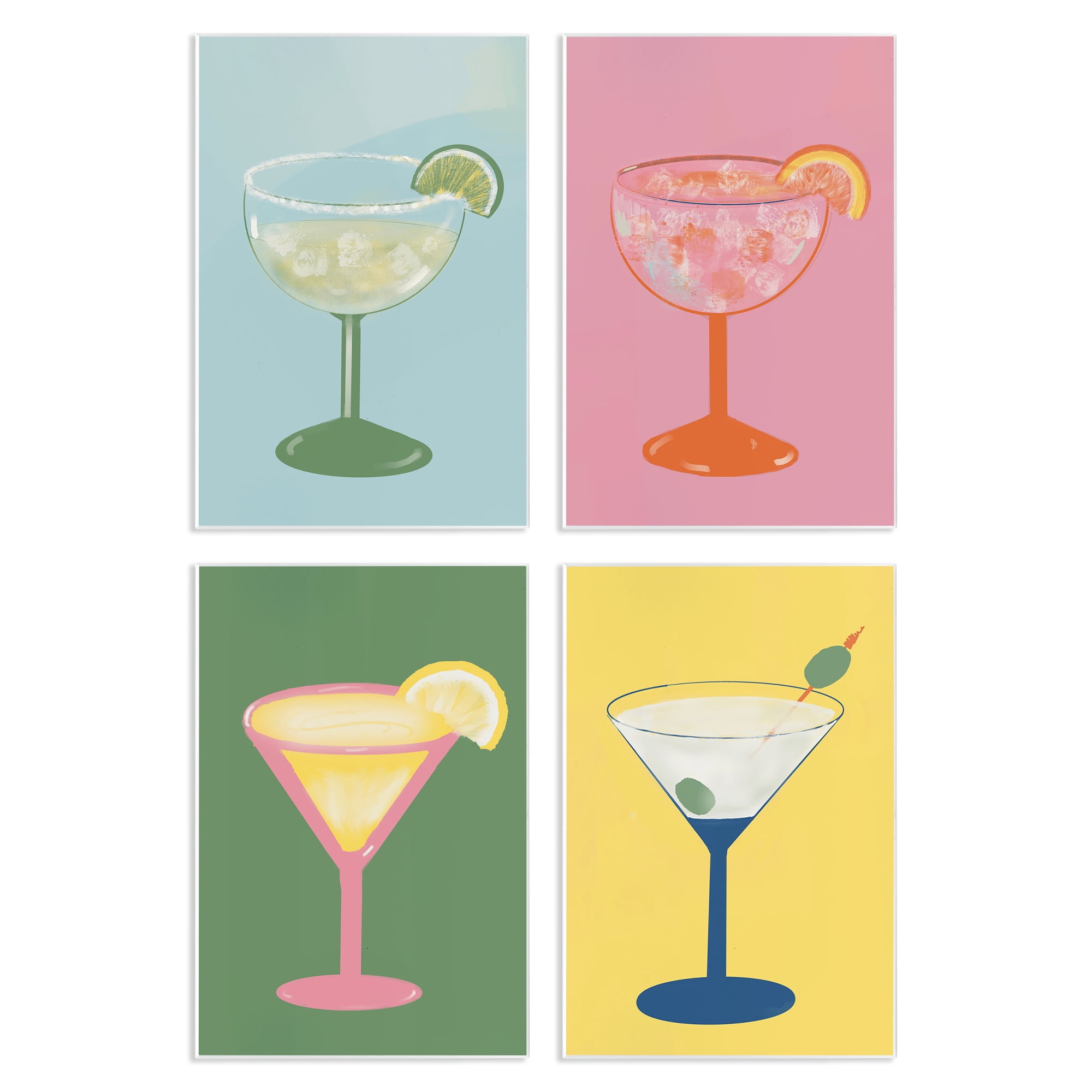 Stupell Industries Stylish & Fun Cocktails 4 Piece Wall Plaque Art Set, design by Robin Maria