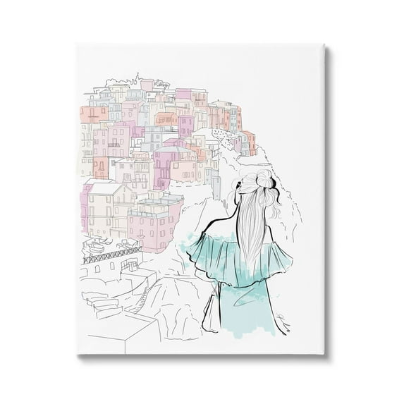 Stupell Industries Stylish Girl Overlooking City Graphic Art Gallery Wrapped Canvas Print Wall Art, Design by Alison Petrie
