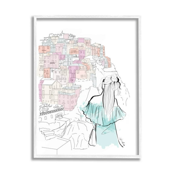 Stupell Industries Stylish Girl Overlooking City Graphic Art White Framed Art Print Wall Art, Design by Alison Petrie