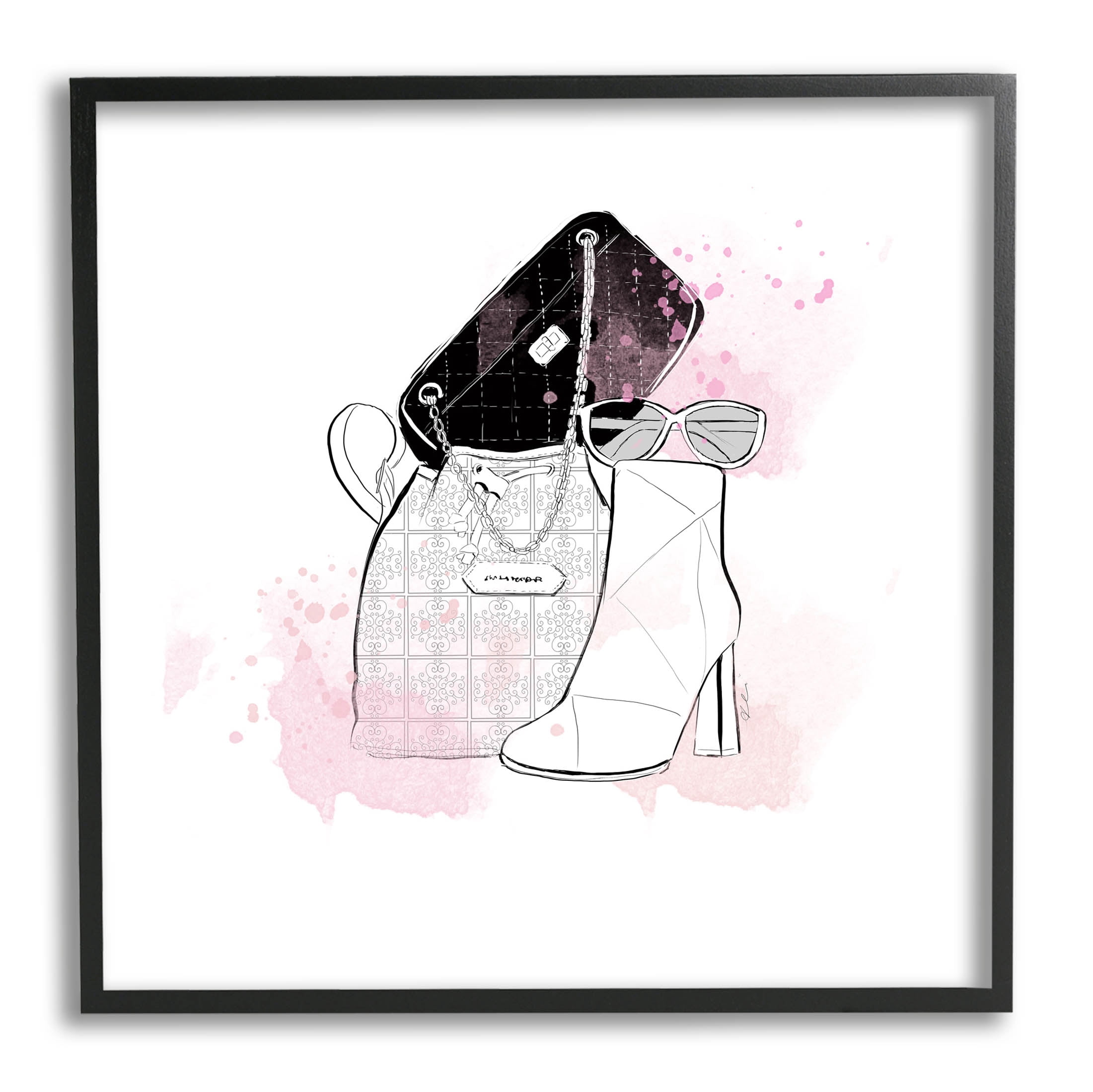 Stupell Industries Stylish Glam Fashion Purses Graphic Art Black Framed Art Print Wall Art, Design by Alison Petrie