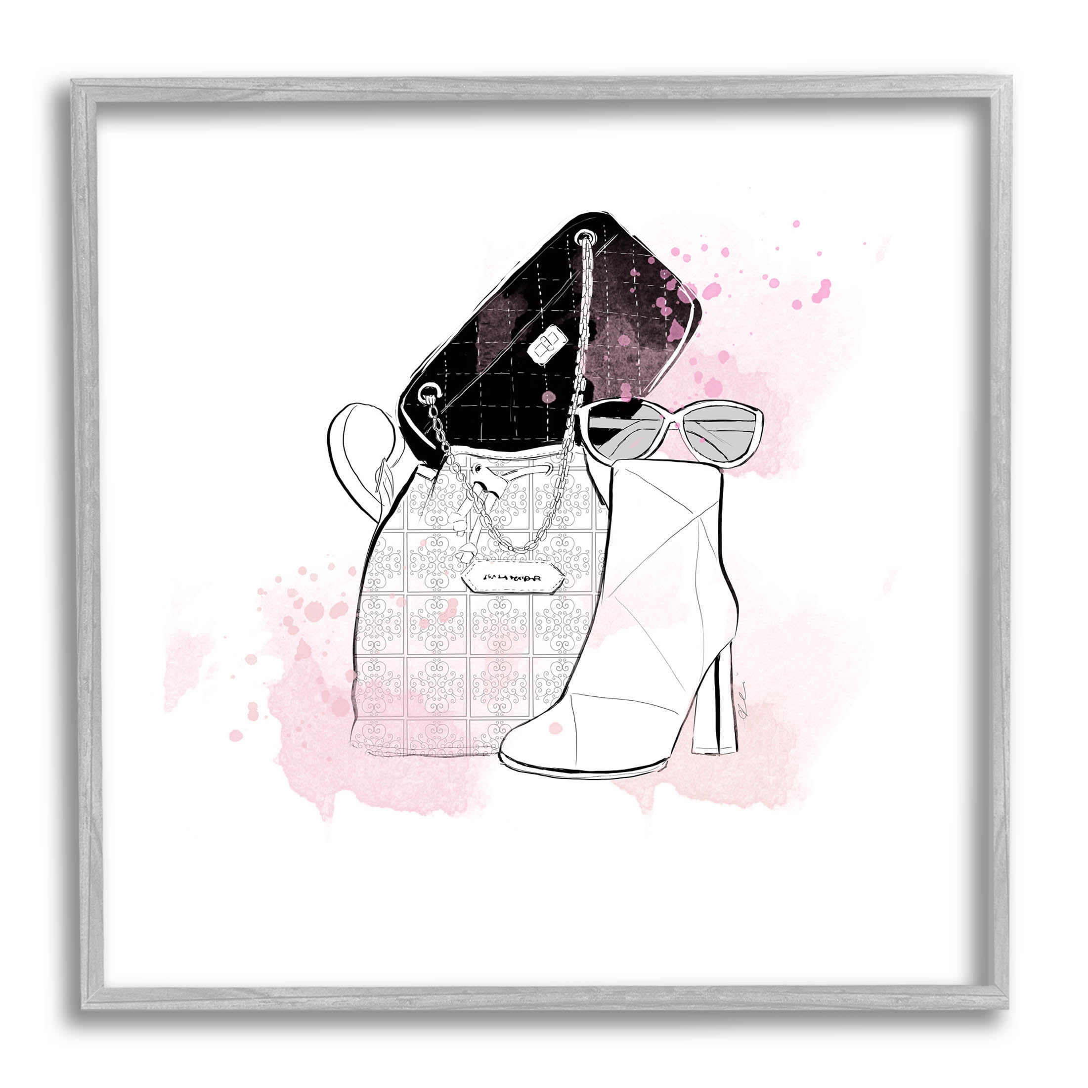 Stupell Industries Stylish Glam Fashion Purses Graphic Art Gray Framed Art Print Wall Art, Design by Alison Petrie