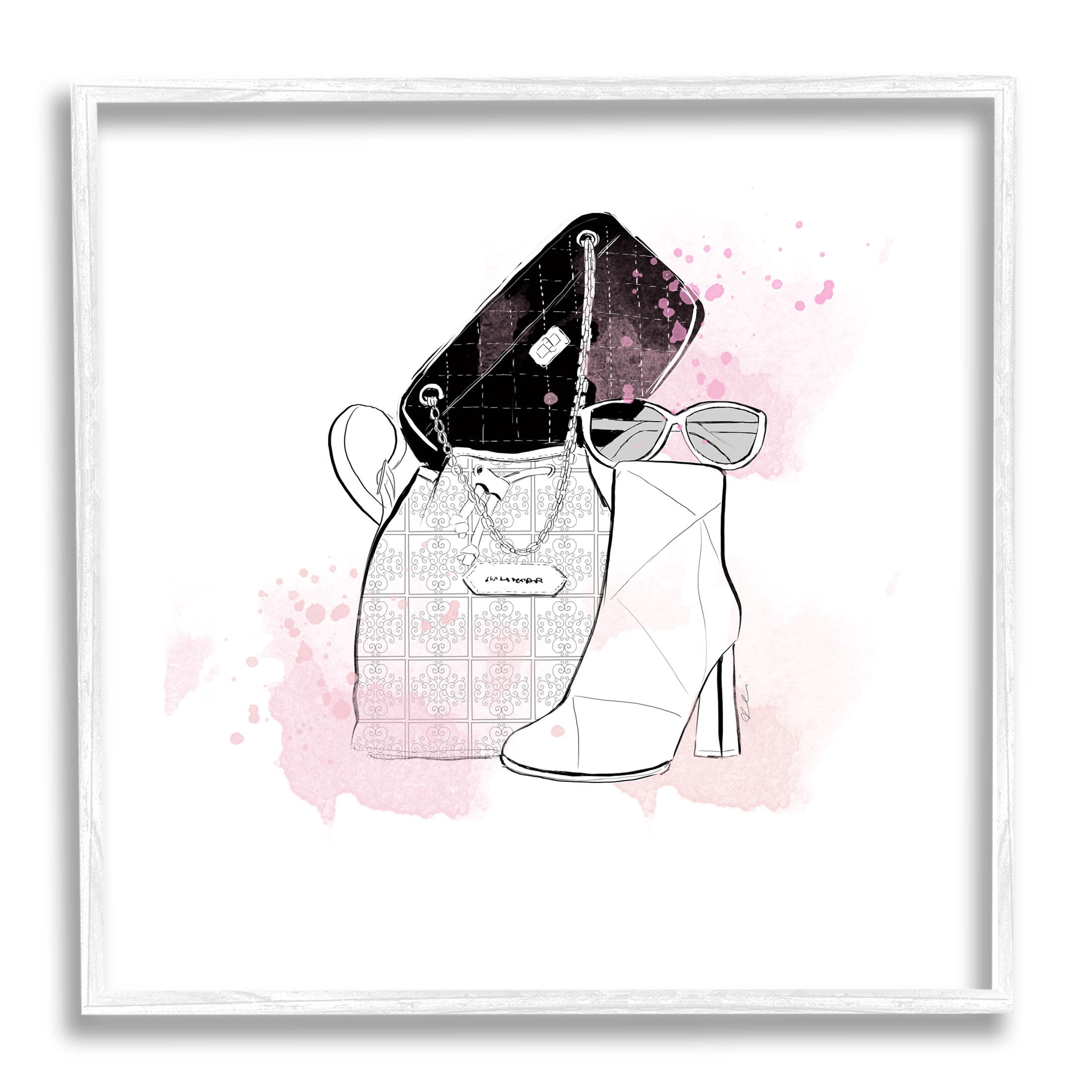 Stupell Industries Stylish Glam Fashion Purses Graphic Art White Framed Art Print Wall Art, Design by Alison Petrie