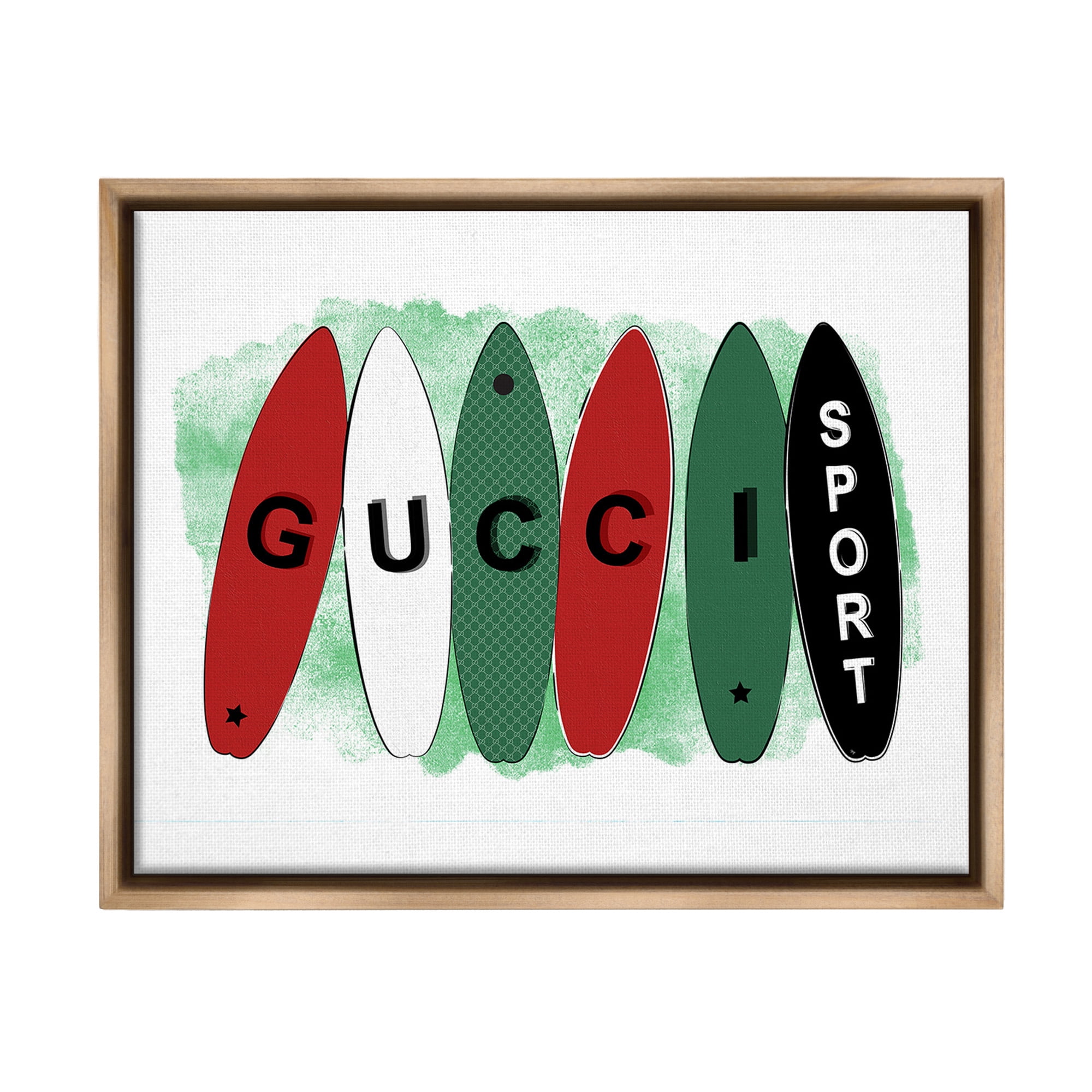 Stupell Industries Stylish Glam Surfboards Beauty & Fashion Painting Brown Floater Framed Canvas Art Print Wall Art, 21 x 17