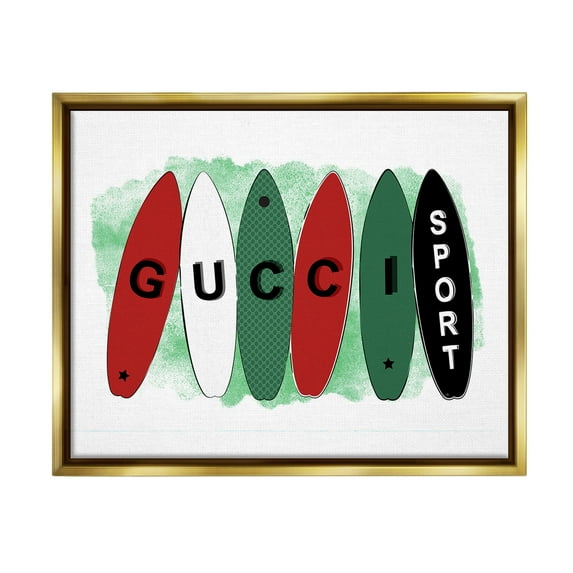 Stupell Industries Stylish Glam Surfboards Beauty & Fashion Painting Gold Floater Framed Canvas Art Print Wall Art, 21 x 17