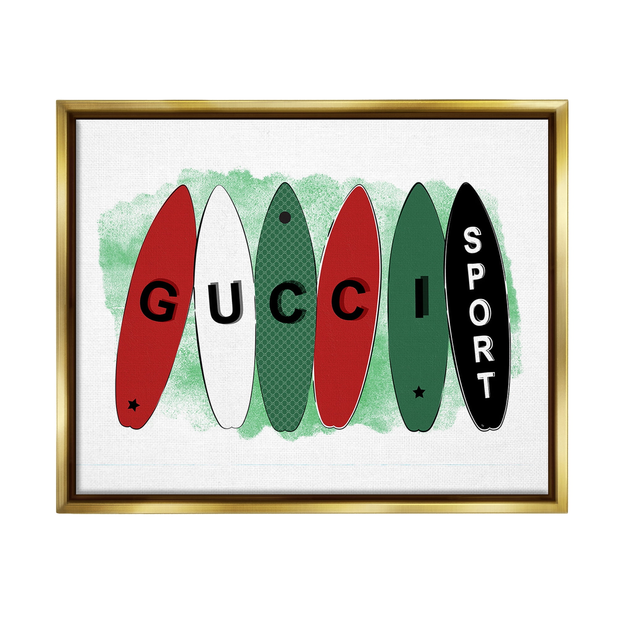 Stupell Industries Stylish Glam Surfboards Beauty & Fashion Painting Gold Floater Framed Canvas Art Print Wall Art, 31 x 25