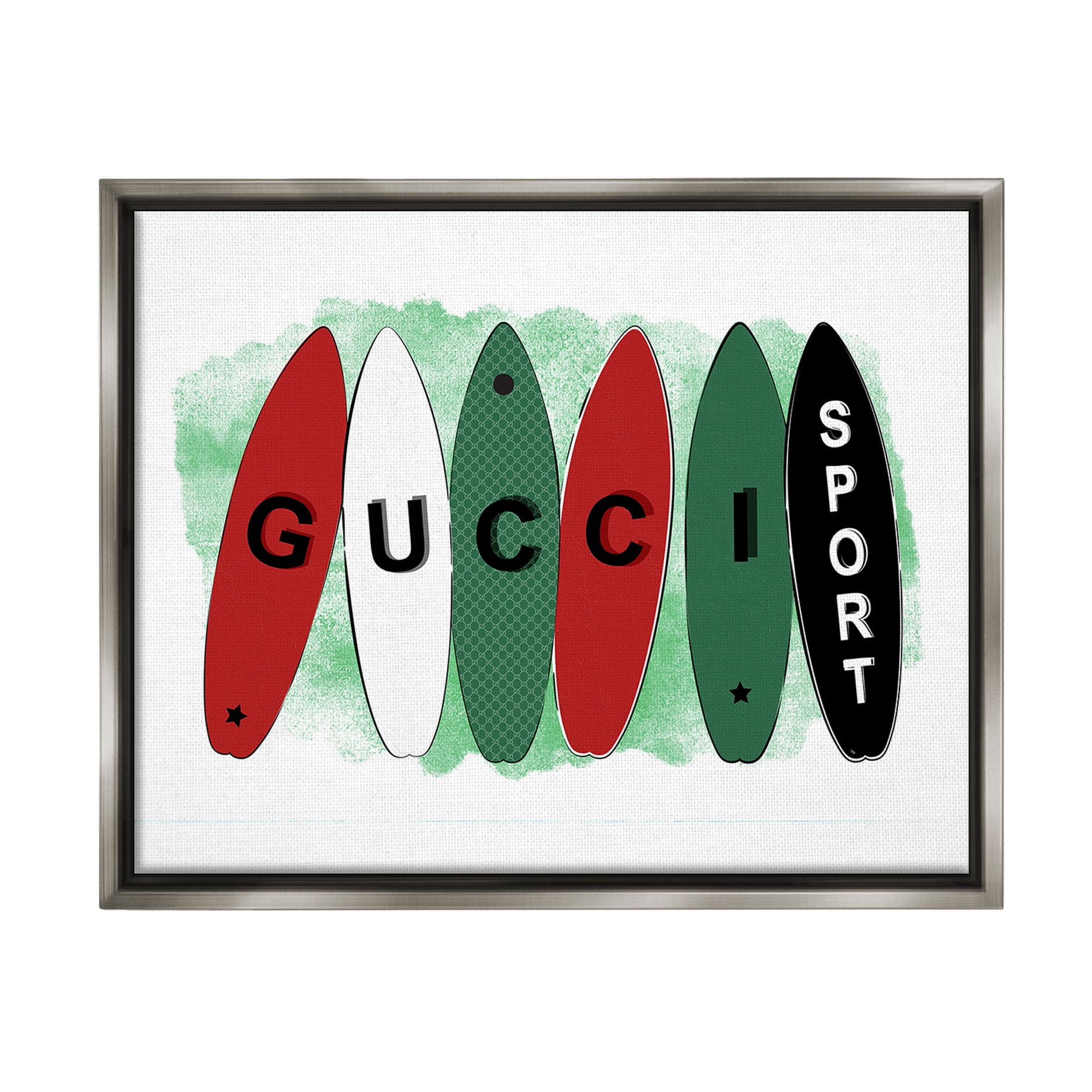 Stupell Industries Stylish Glam Surfboards Beauty & Fashion Painting Gray Floater Framed Canvas Art Print Wall Art, 21 x 17
