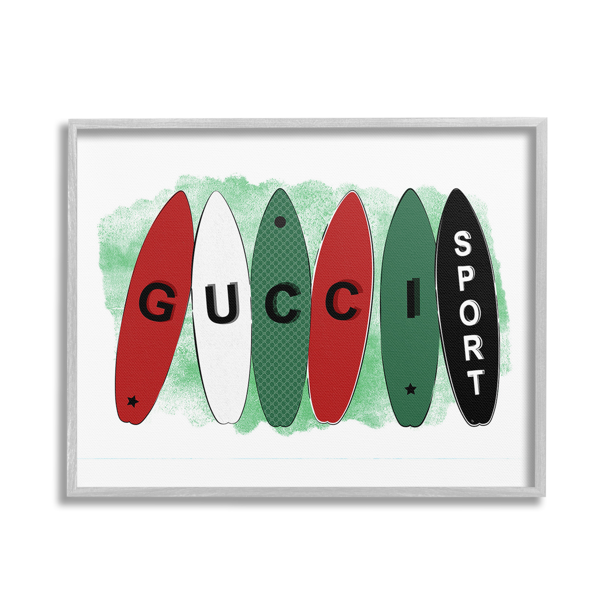 Stupell Industries Stylish Glam Surfboards Beauty & Fashion Painting Gray Framed Art Print Wall Art, 30 x 24