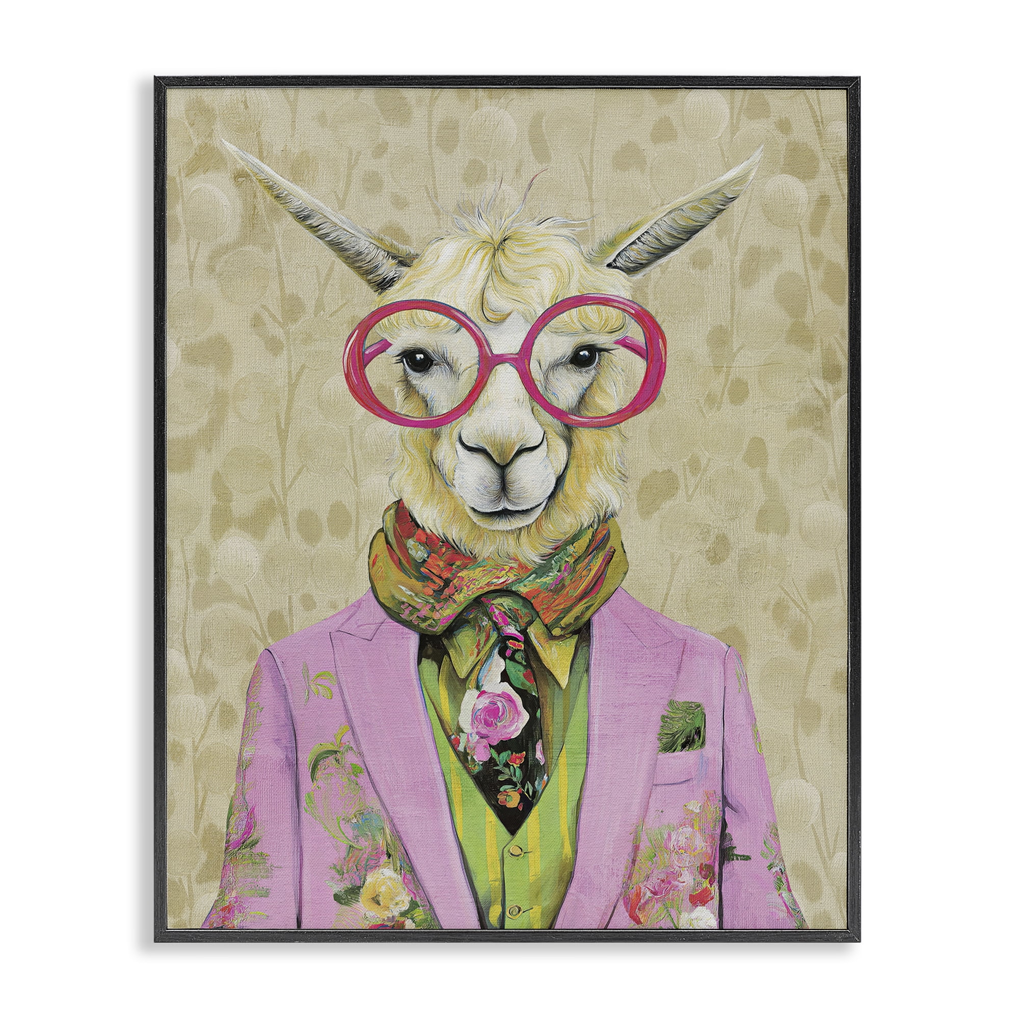Stupell Industries Stylish Llama with Glasses Black Framed Giclee Art, design by Svetlana Aleynikova