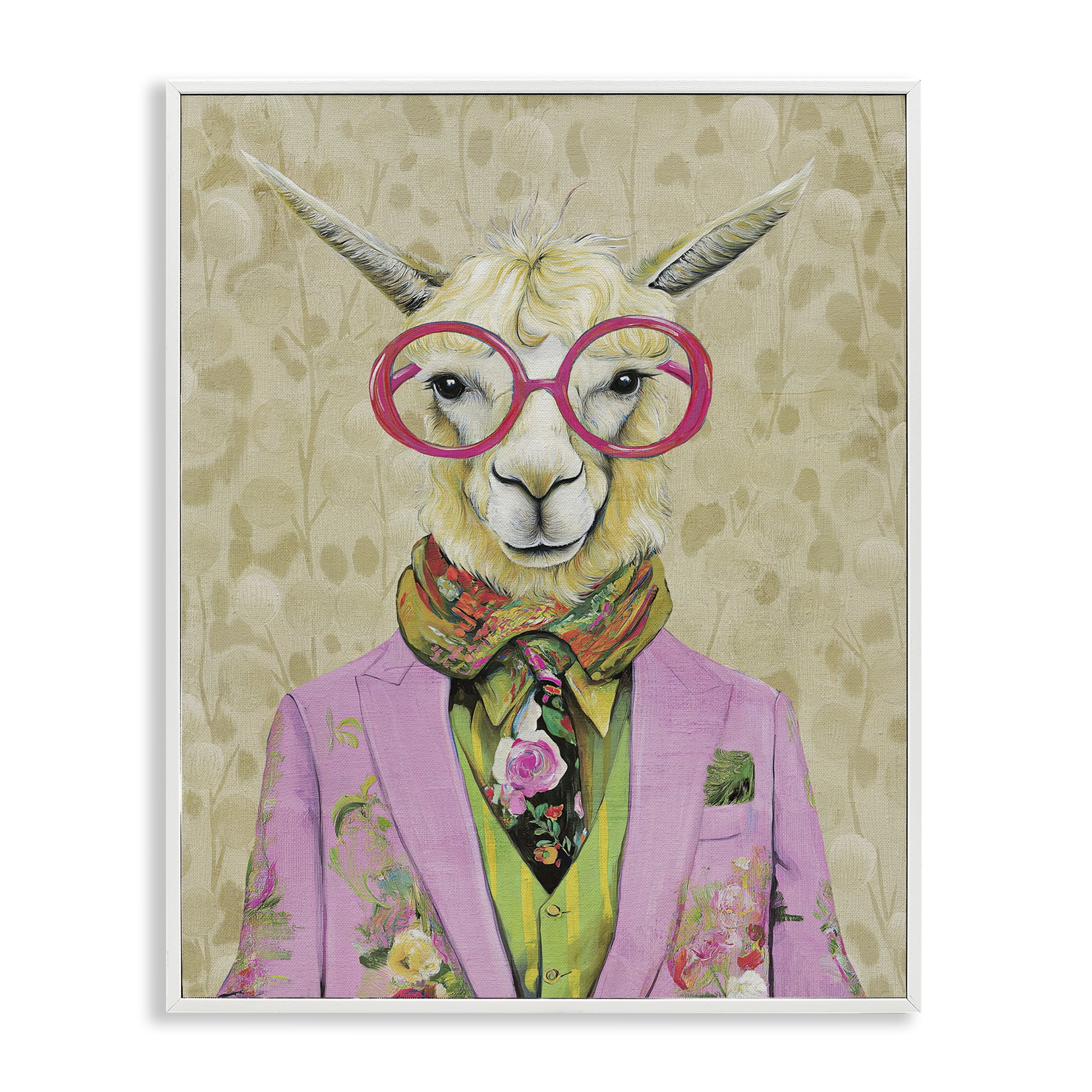 Stupell Industries Stylish Llama with Glasses White Framed Giclee Art, design by Svetlana Aleynikova