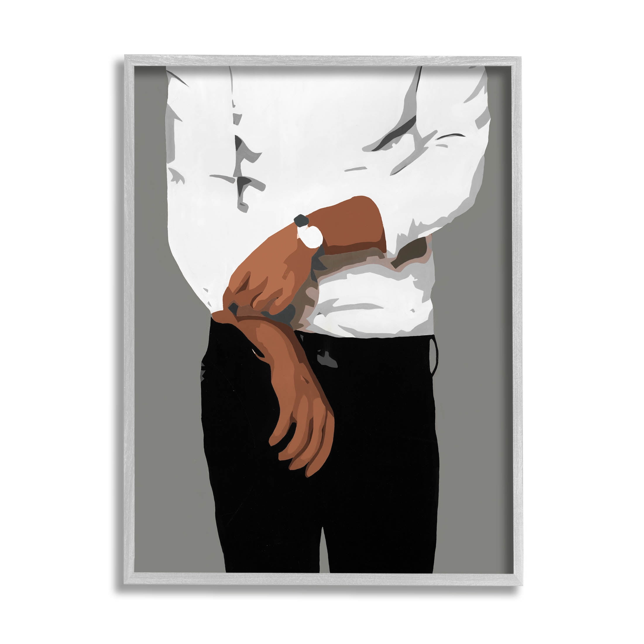 Stupell Industries Stylish Man Chic Outfit Graphic Art Gray Framed Art Print Wall Art, Design by Beth Ann Lawson
