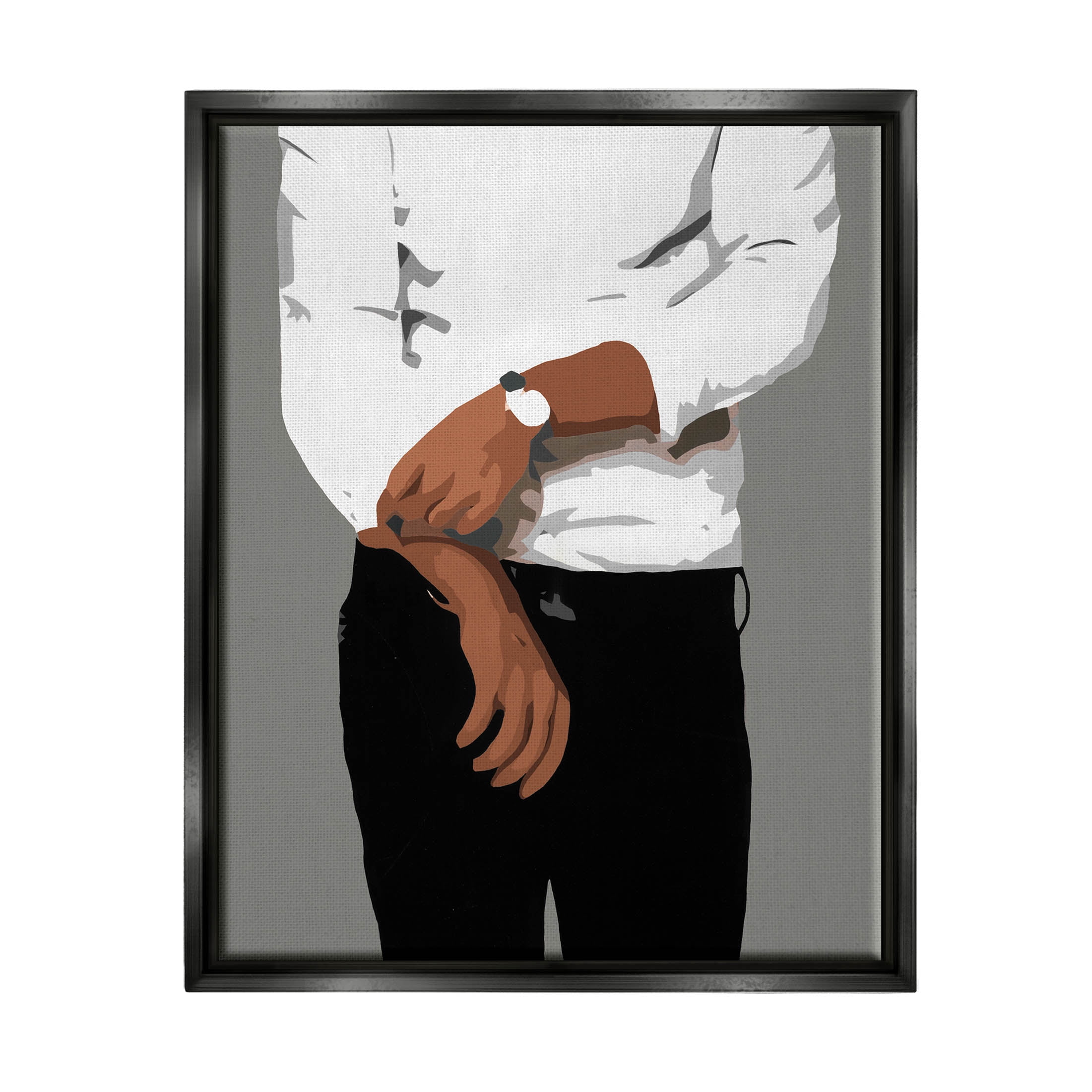Stupell Industries Stylish Man Chic Outfit Graphic Art Jet Black Floating Framed Canvas Print Wall Art, Design by Beth Ann Lawson