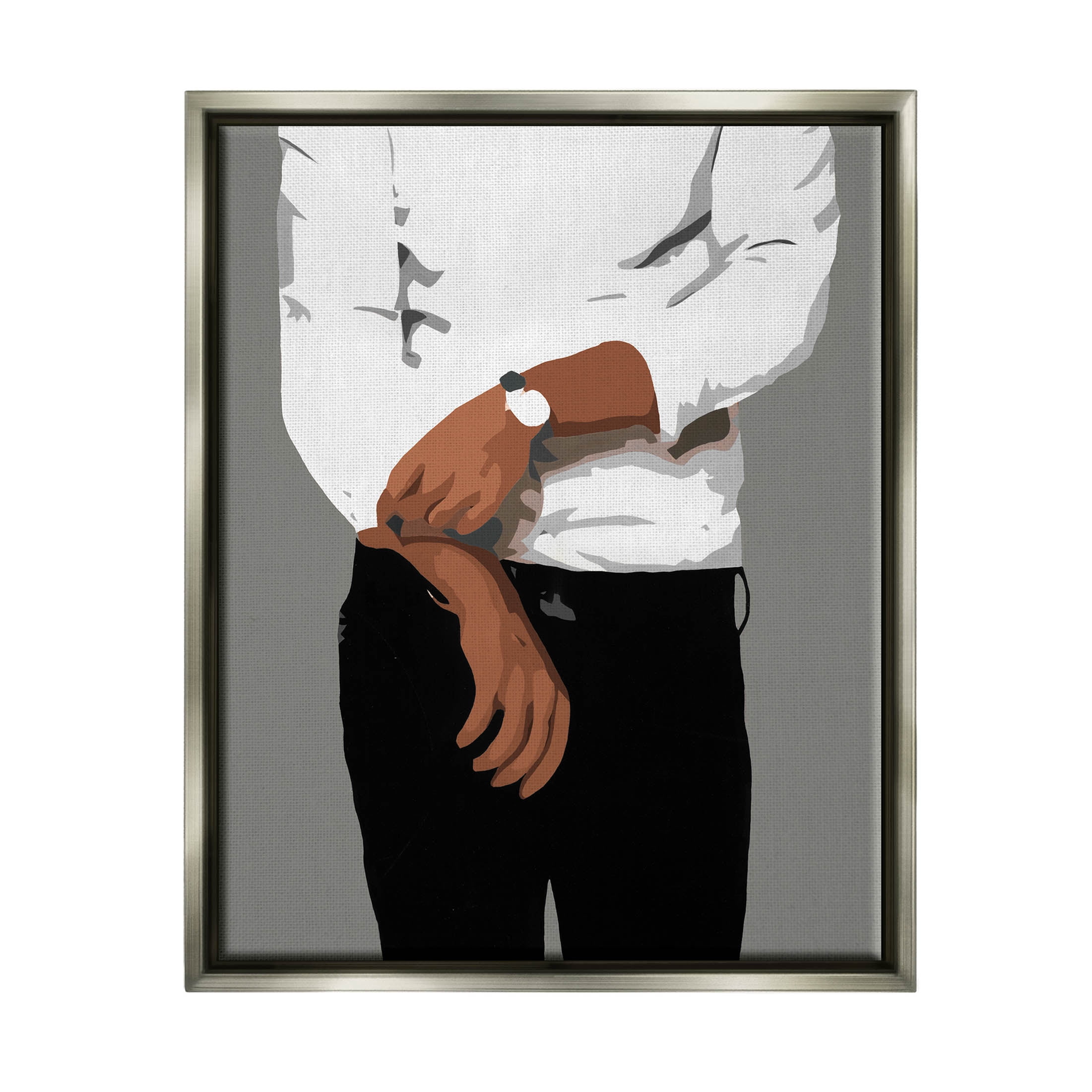 Stupell Industries Stylish Man Chic Outfit Graphic Art Luster Gray Floating Framed Canvas Print Wall Art, Design by Beth Ann Lawson