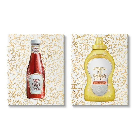 Stupell Industries Stylish Melting Fashion Logo Pattern Diner Condiments Graphic Art Gallery Wrapped Canvas Print Wall Art, Set of 2, Design by Ziwei Li