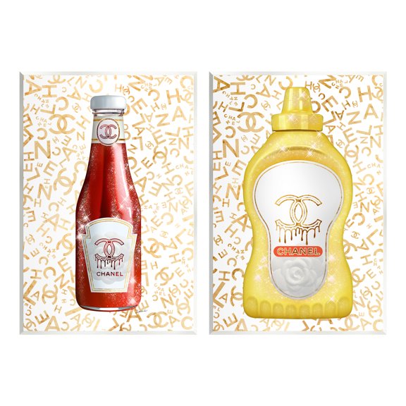 Stupell Industries Stylish Melting Fashion Logo Pattern Diner Condiments Graphic Art Unframed Art Print Wall Art, Set of 2, Design by Ziwei Li