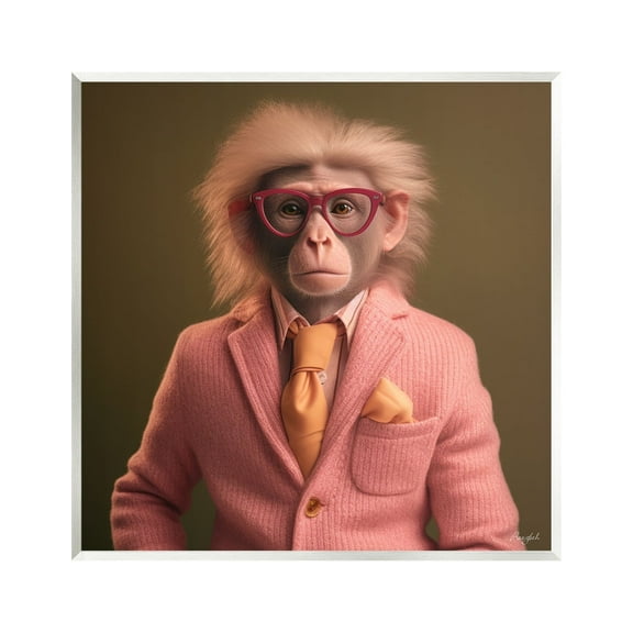 Stupell Industries Stylish Monkey Portrait Animals & Insects Painting Unframed Art Print Wall Art, 12 x 12
