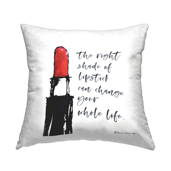 Stupell Industries Stylish Motivating Lipstick Fashion Calligraphy Quote Design by Stephanie Workman Marrott Throw Pillow