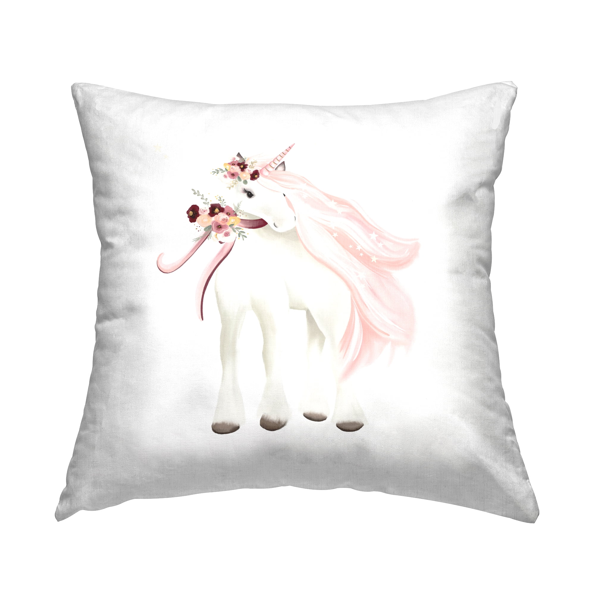 Stupell Industries Stylish Pink Unicorn Decorative Printed Throw Pillow, 18 x 18