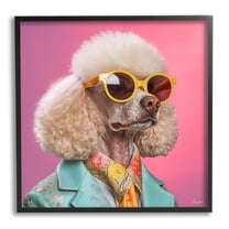 Stupell Industries Stylish Poodle Portrait Animals & Insects Painting Black Framed Art Print Wall Art, 12 x 12