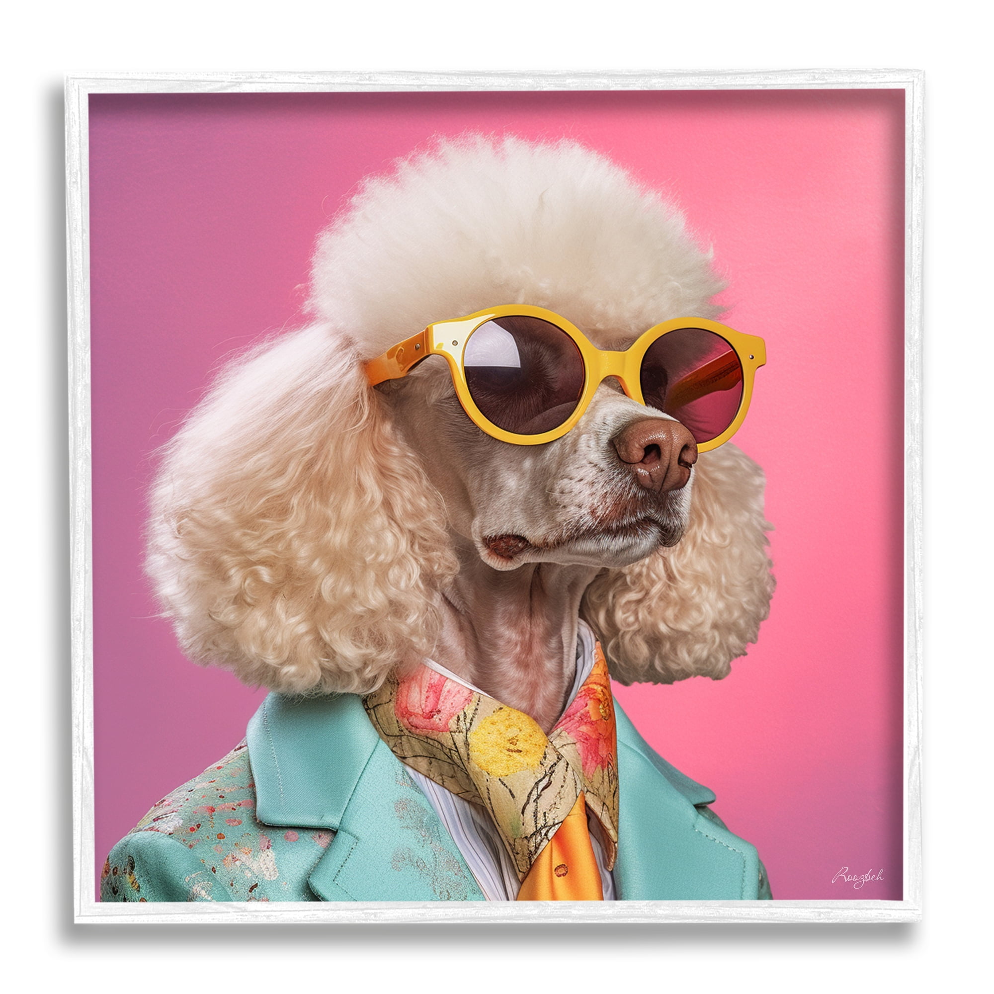 Stupell Industries Stylish Poodle Portrait Animals & Insects Painting White Framed Art Print Wall Art, 17 x 17
