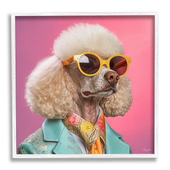 Stupell Industries Stylish Poodle Portrait Animals & Insects Painting White Framed Art Print Wall Art, 24 x 24