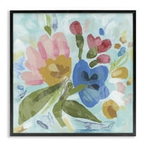 Stupell Industries Stylish Pop Flowers Floral Painting Black Framed Art Print Wall Art, 12 x 12