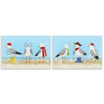 Stupell Industries Stylish Seagulls at Beach Animals Painting Unframed Art Print Wall Art, 15 x 10, Set of 2