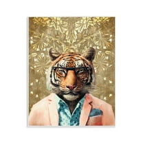 Stupell Industries Stylish Tiger Gold Wall Animals Painting Unframed Art Print Wall Art, 11 x 14