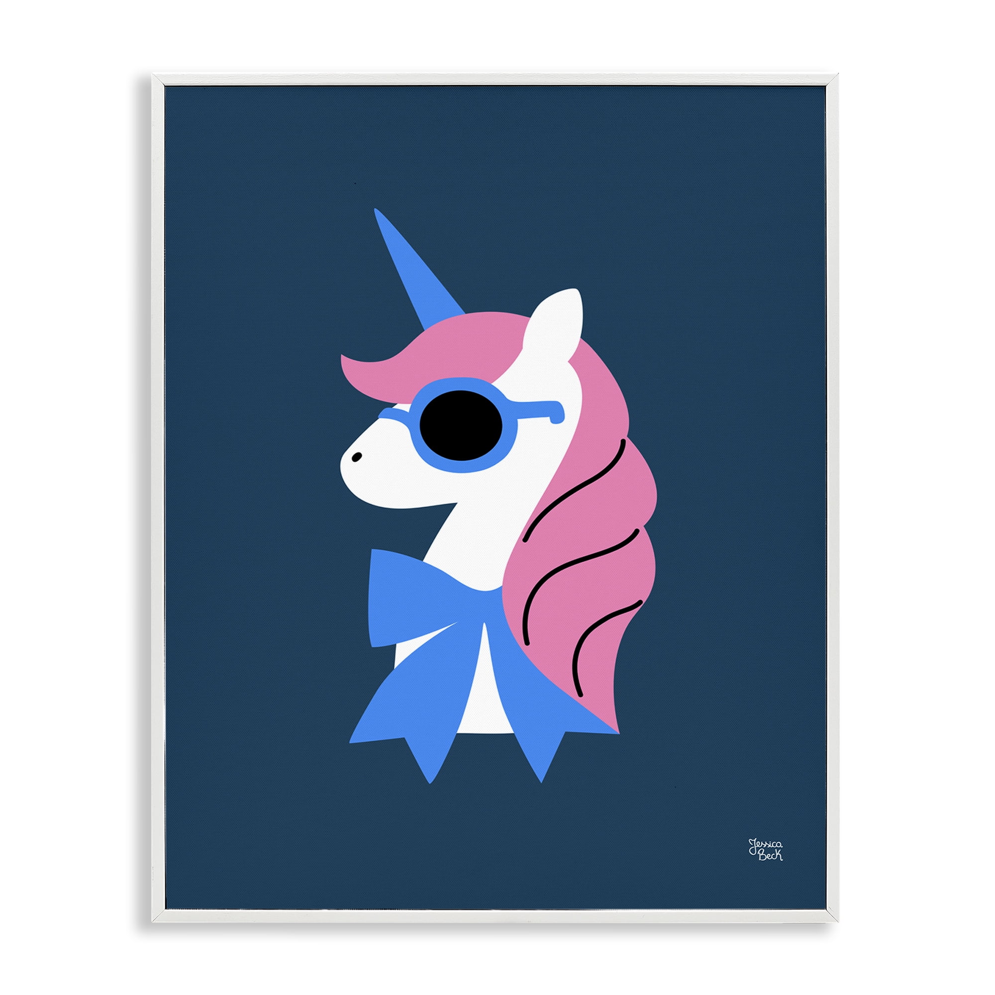 Stupell Industries Stylish Unicorn in Sunglasses Fantasy & Sci-Fi Painting White Framed Art Print Wall Art, 11 x 14