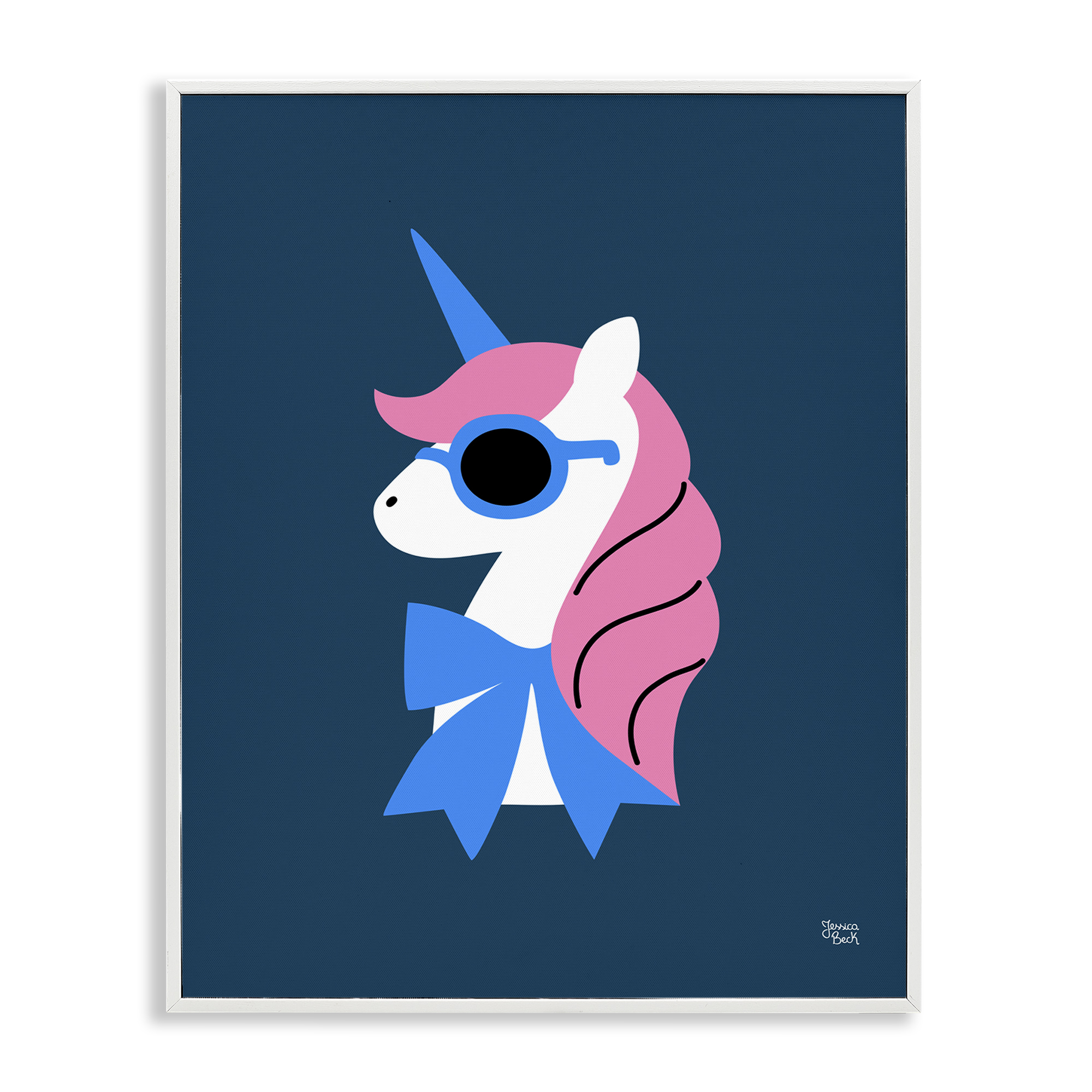 Stupell Industries Stylish Unicorn in Sunglasses Fantasy & Sci-Fi Painting White Framed Art Print Wall Art, 16 x 20