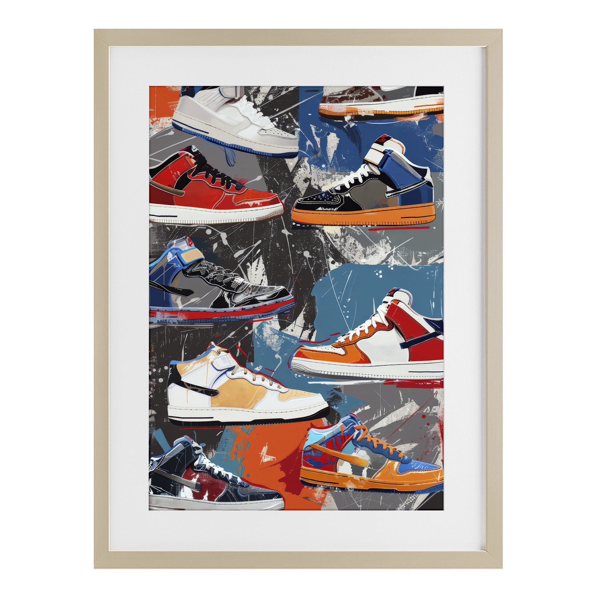 Stupell Industries Stylish Urban Shoe Collection Birch Framed Print Under Glass, design by Ray Powers