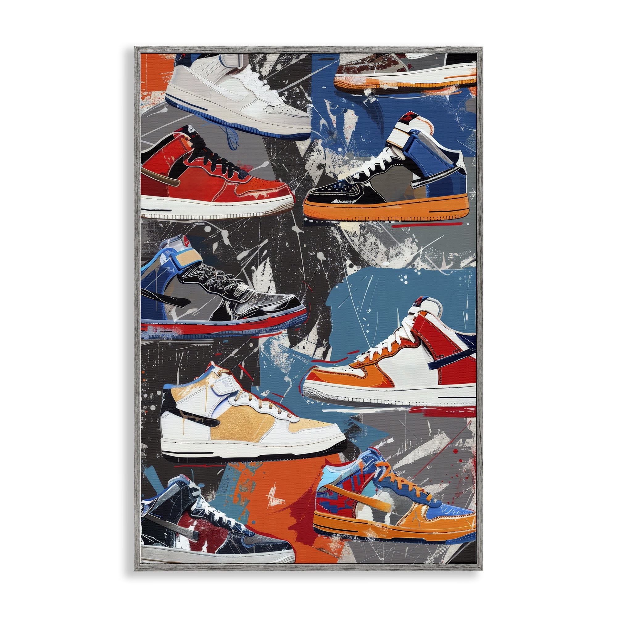 Stupell Industries Stylish Urban Shoe Collection Gray Framed Giclee Art, design by Ray Powers