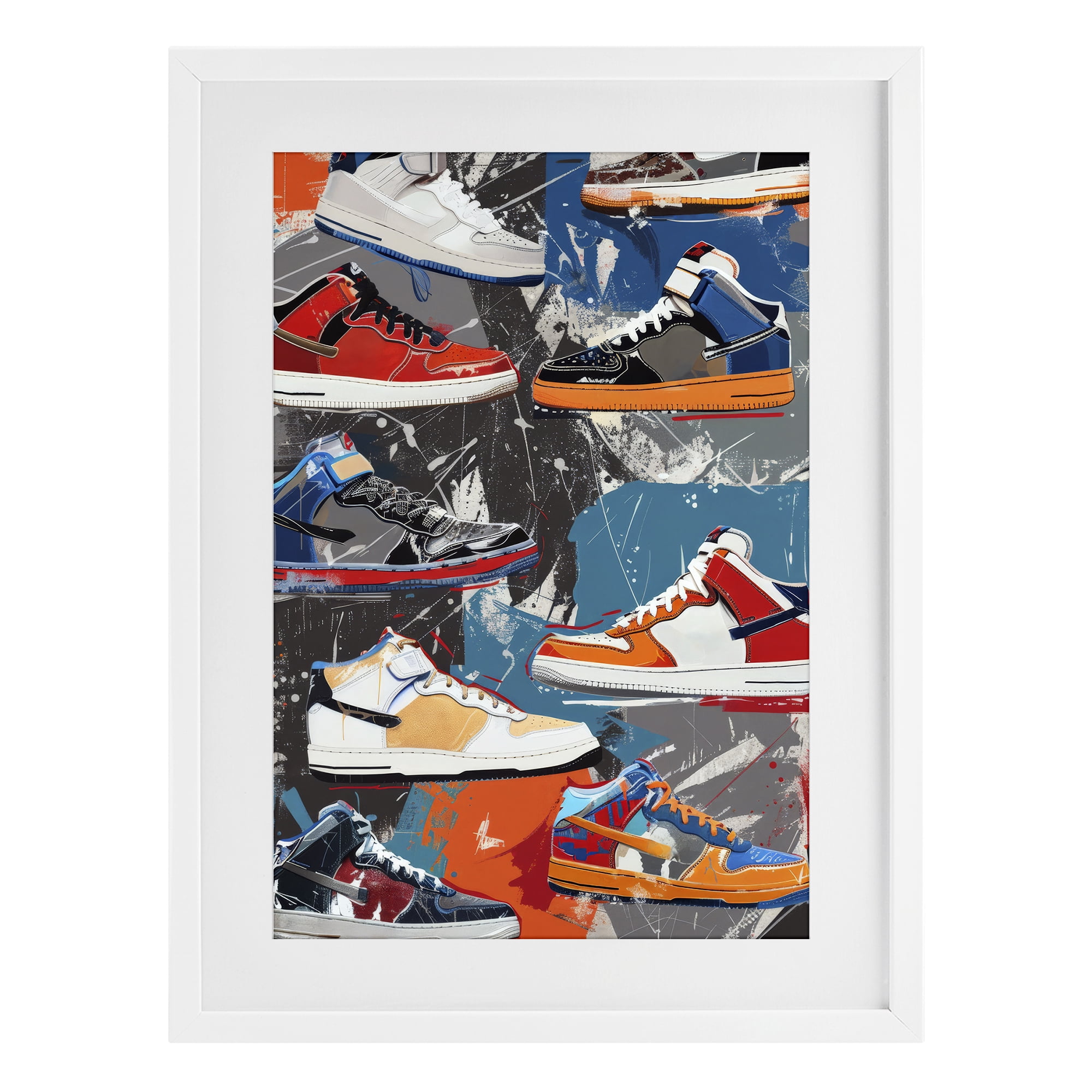 Stupell Industries Stylish Urban Shoe Collection White Framed Print Under Glass, design by Ray Powers
