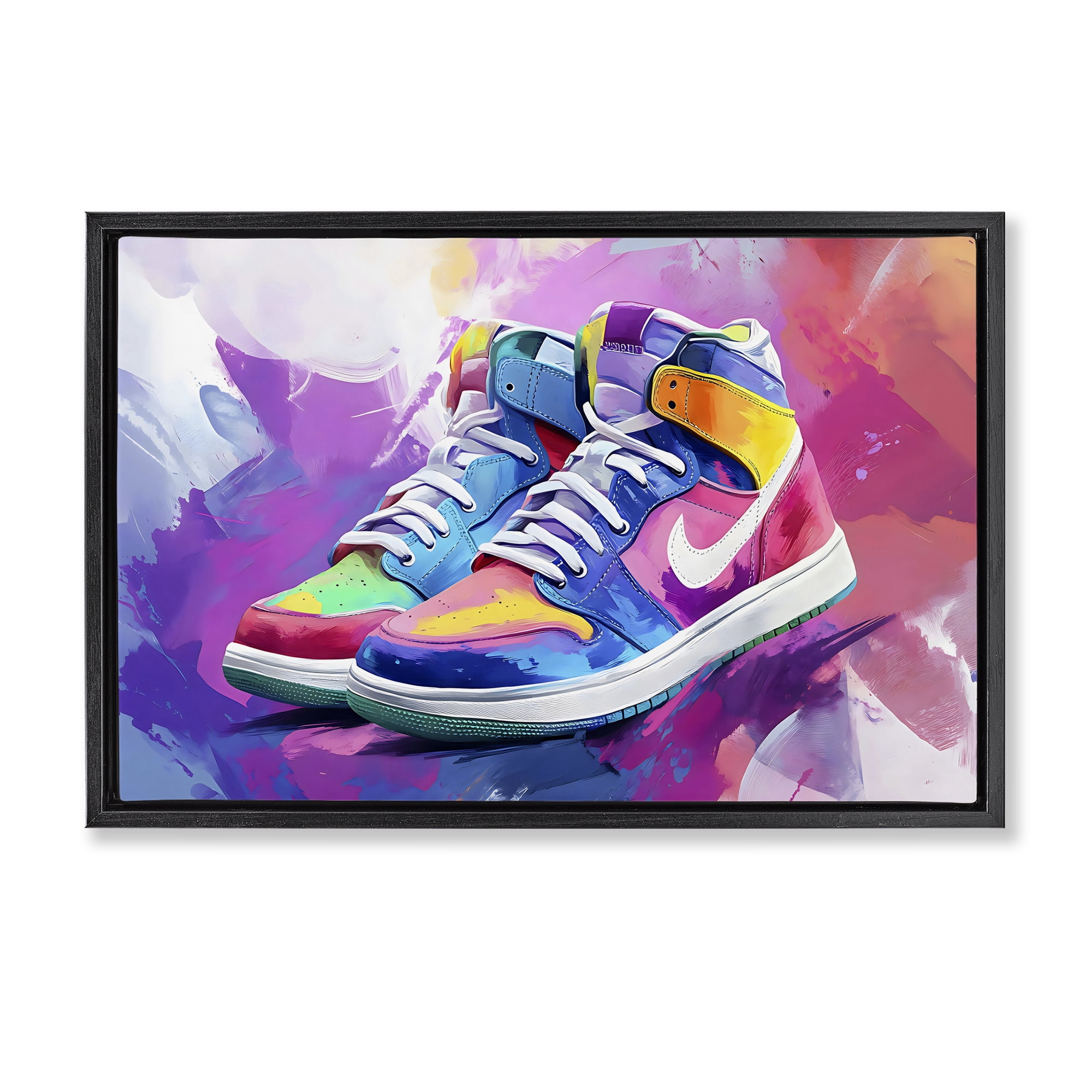 Stupell Industries Stylish Vintage Sneakers Black Framed Floater Canvas Wall Art, design by Creative Studio