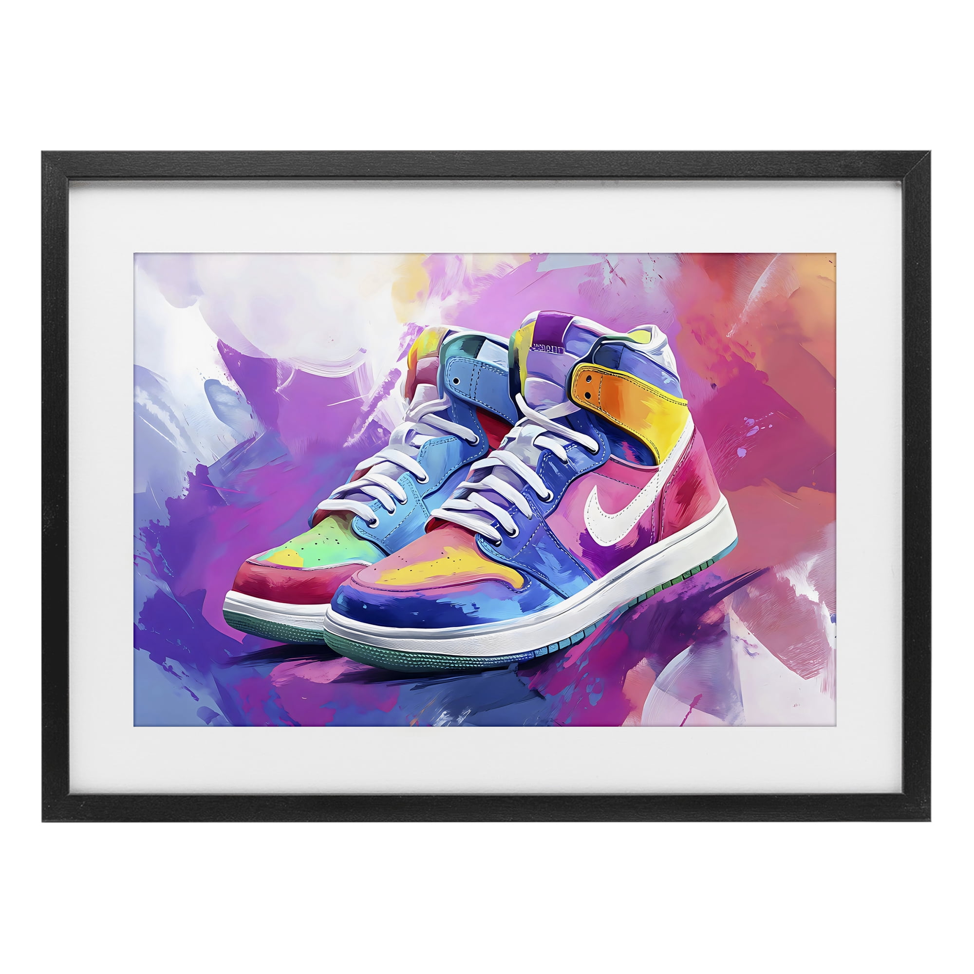 Stupell Industries Stylish Vintage Sneakers Black Framed Print Under Glass, design by Creative Studio